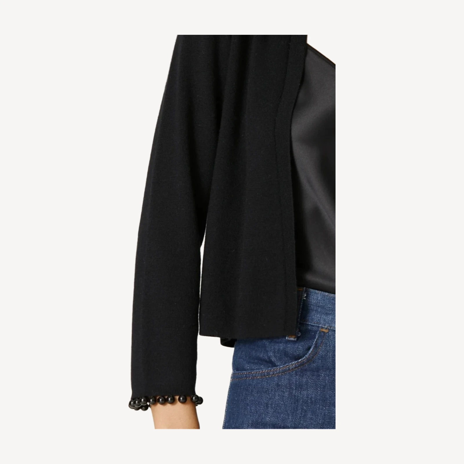 LANA BEADED CASHMERE BOLERO - BLACK