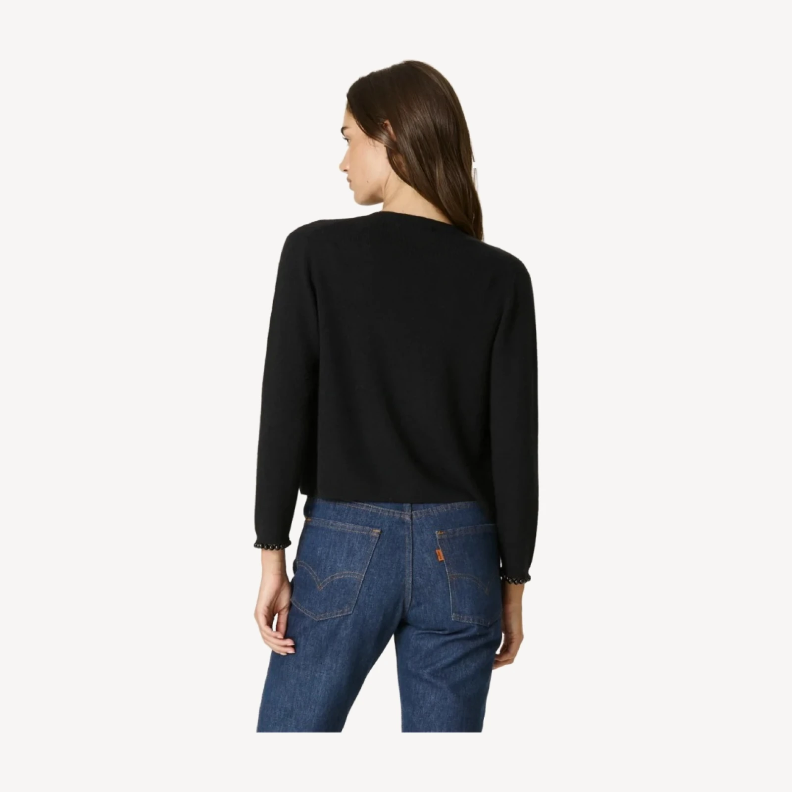 LANA BEADED CASHMERE BOLERO - BLACK