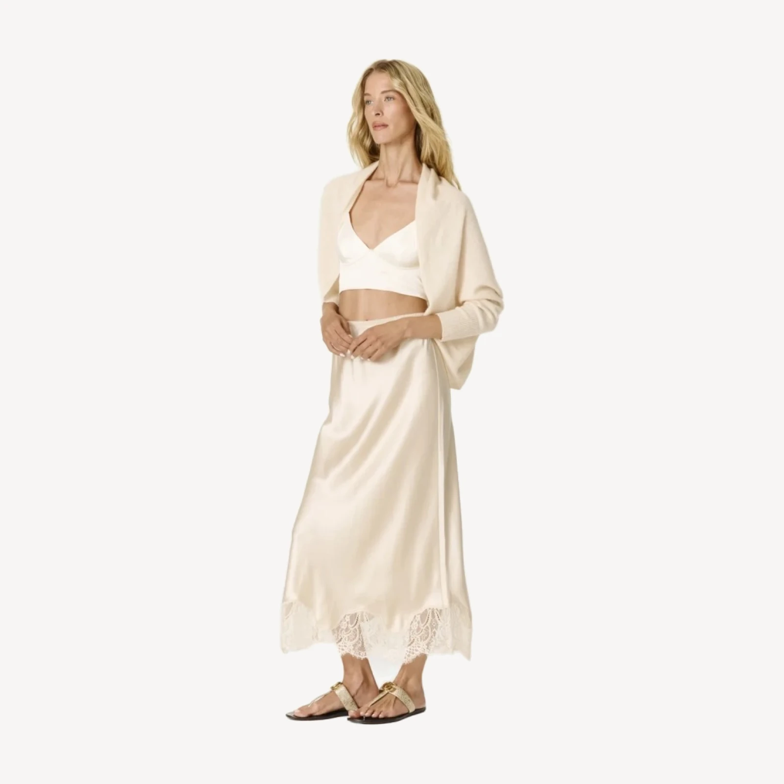 CATHERINE SILK SLIP SKIRT - VINTAGE CREAM
