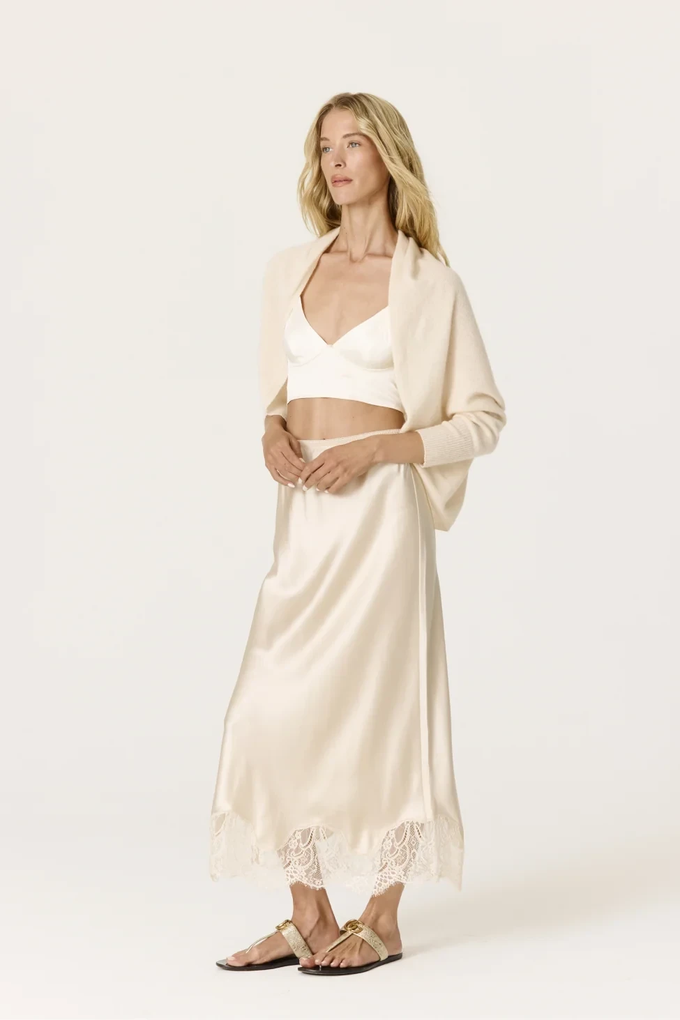 CATHERINE SILK SLIP SKIRT - VINTAGE CREAM