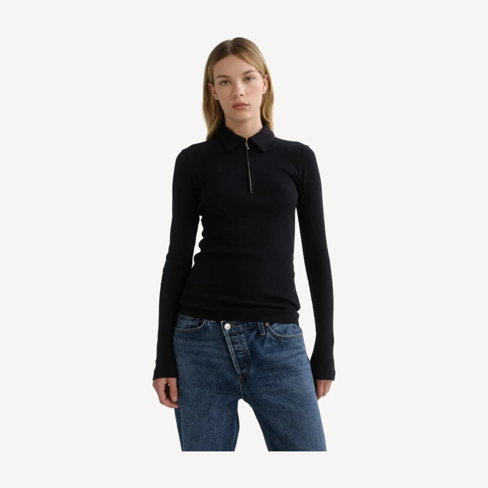Amica Zip Polo in Obscura