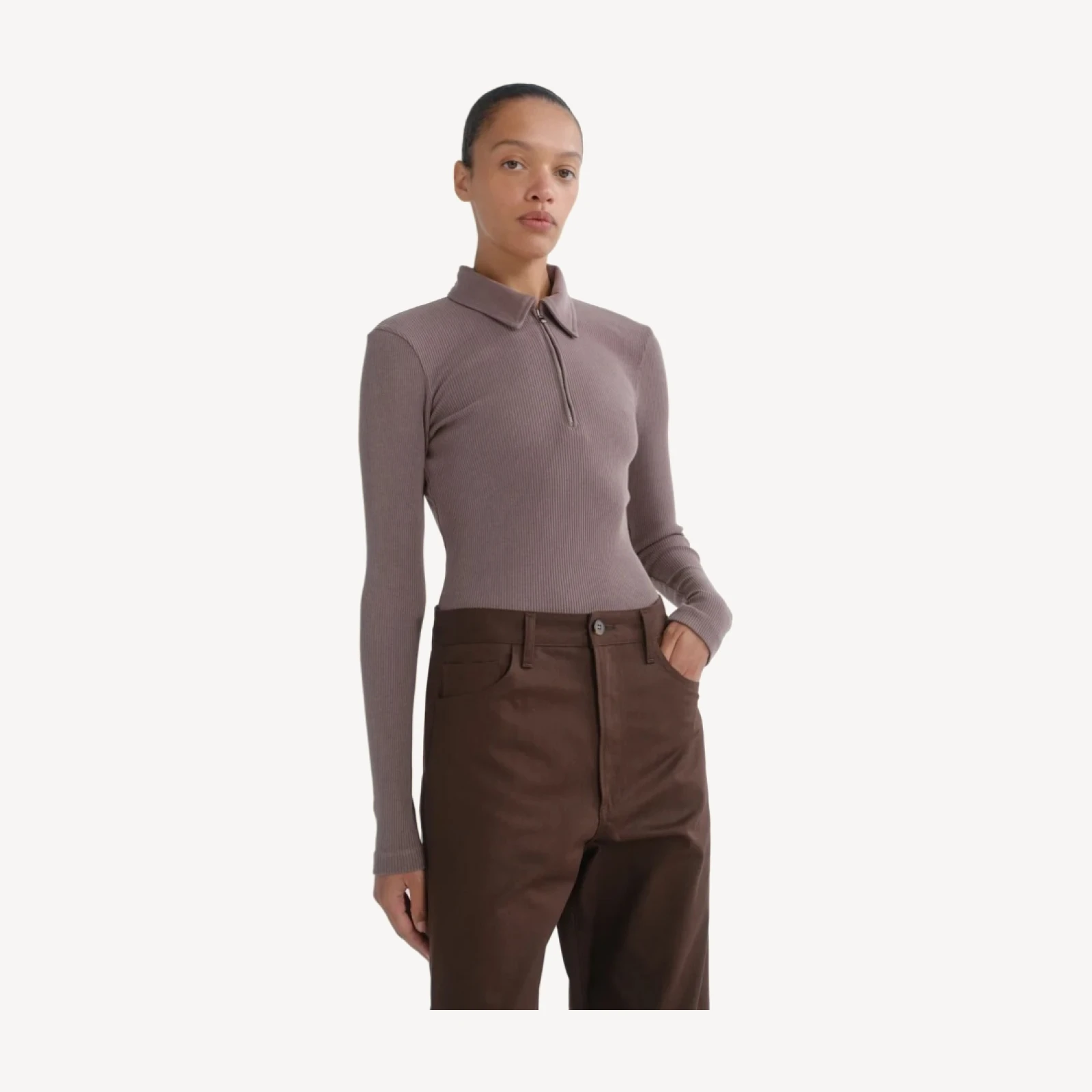 Amica Zip Polo in Mauvine