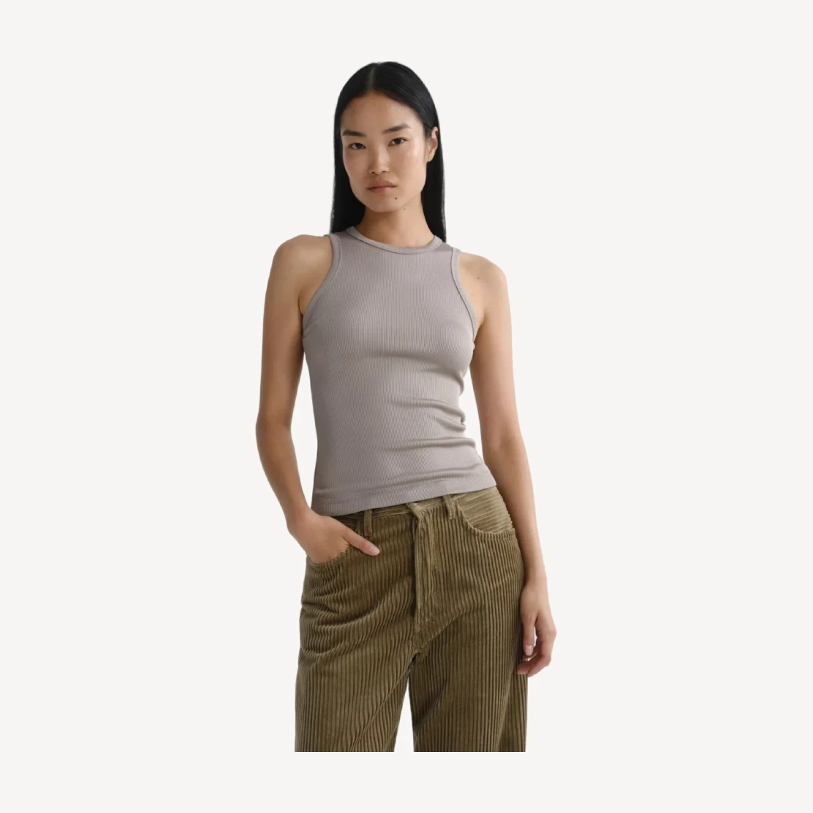 Andre Racer Tank in Taupe