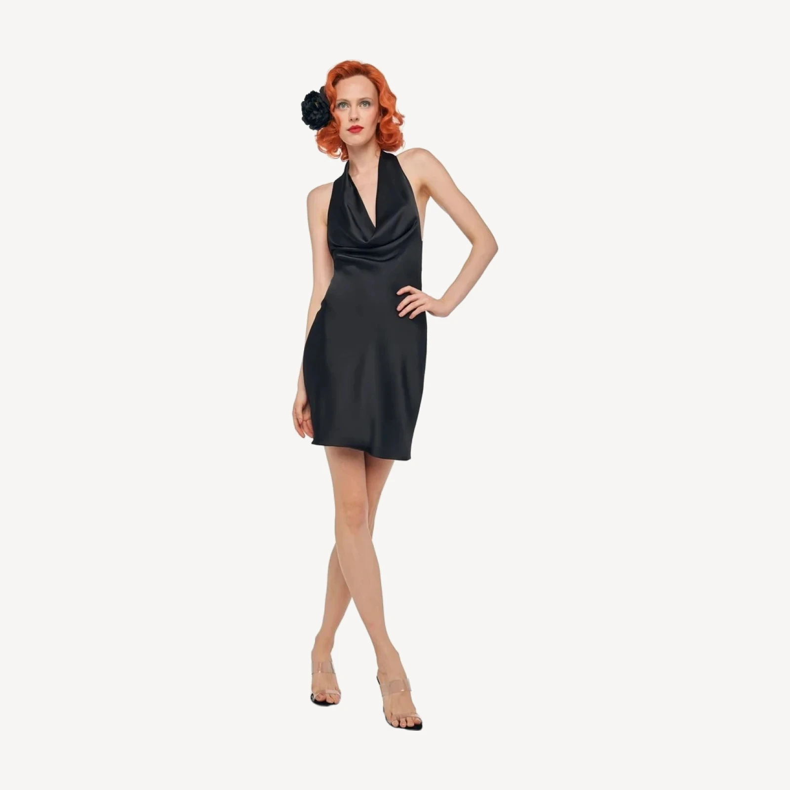 HALTER DRAPE MINI DRESS