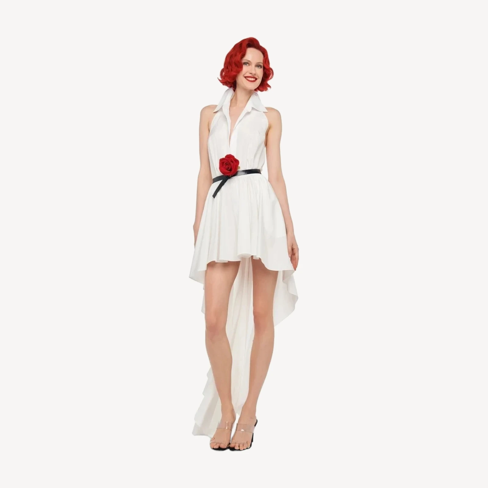 HI LOW NK HALTER FLARED DRESS