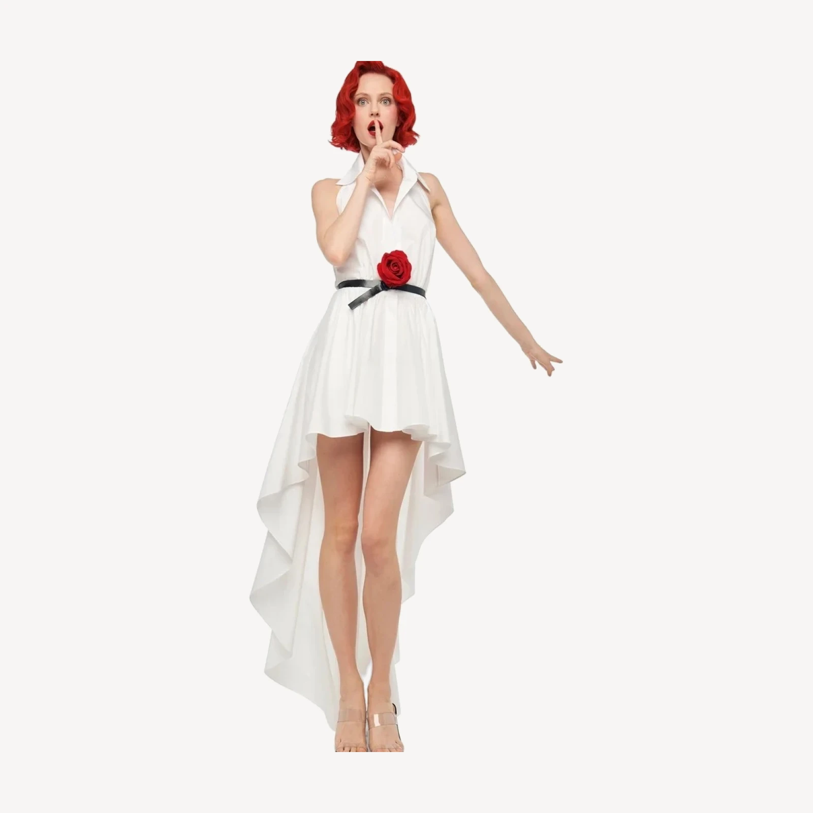 HI LOW NK HALTER FLARED DRESS