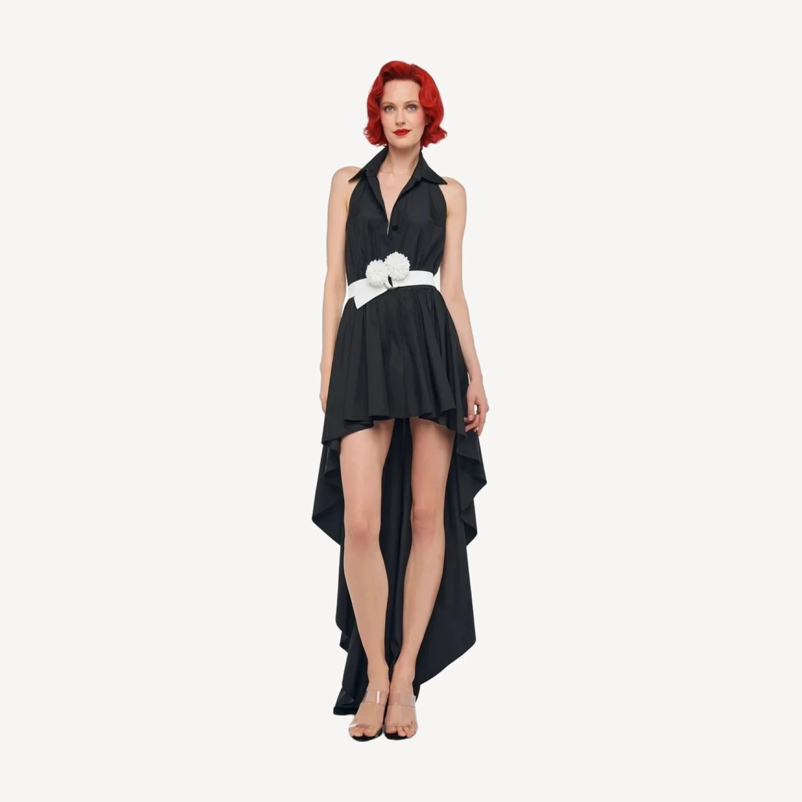 HI LOW NK HALTER FLARED DRESS