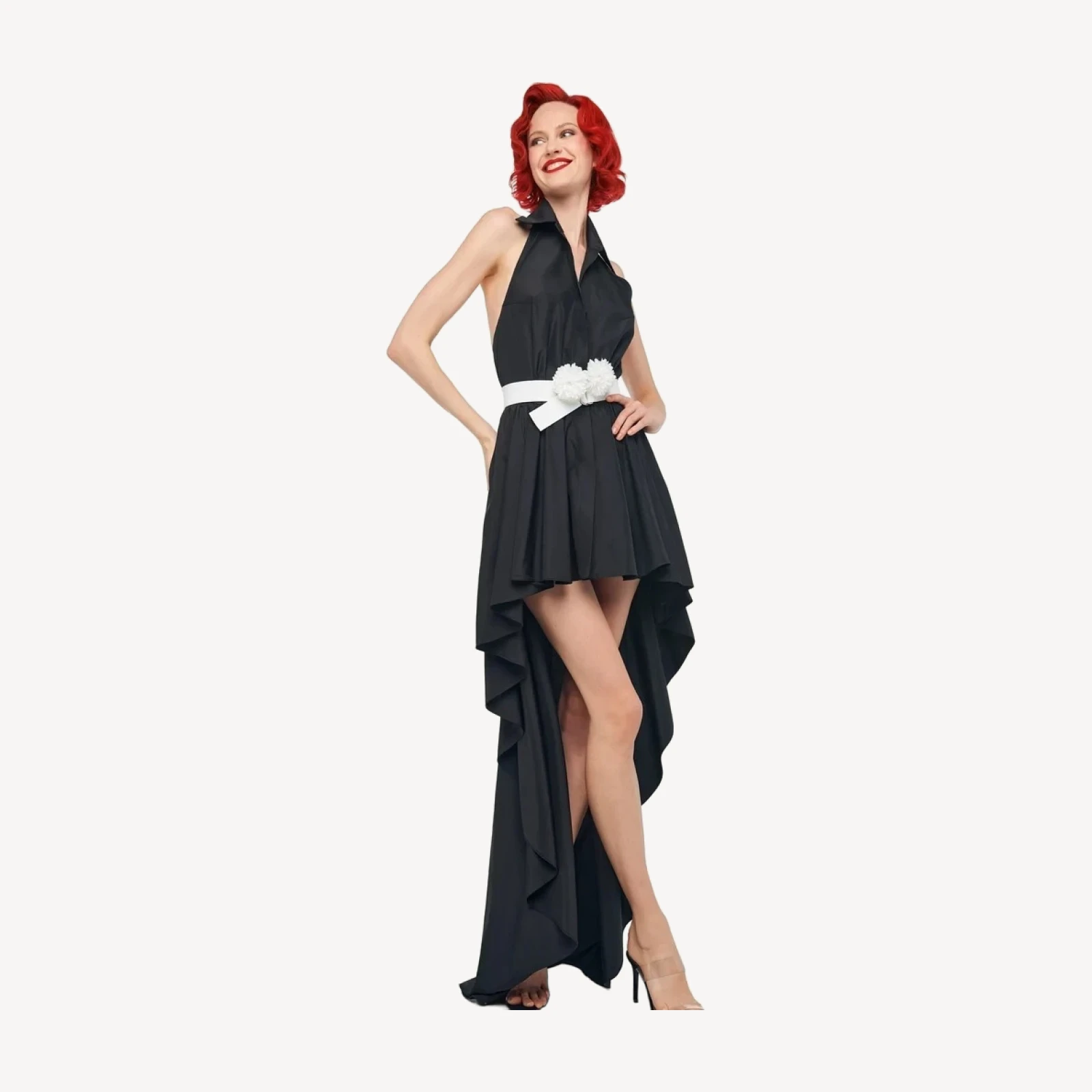 HI LOW NK HALTER FLARED DRESS