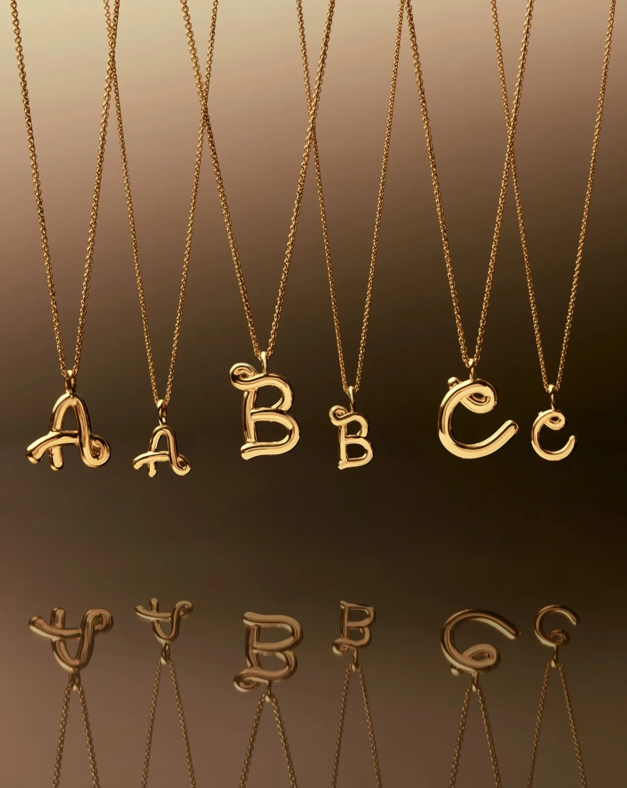 Curly Molten Mini Initial Necklace - C | 18ct Gold Vermeil
