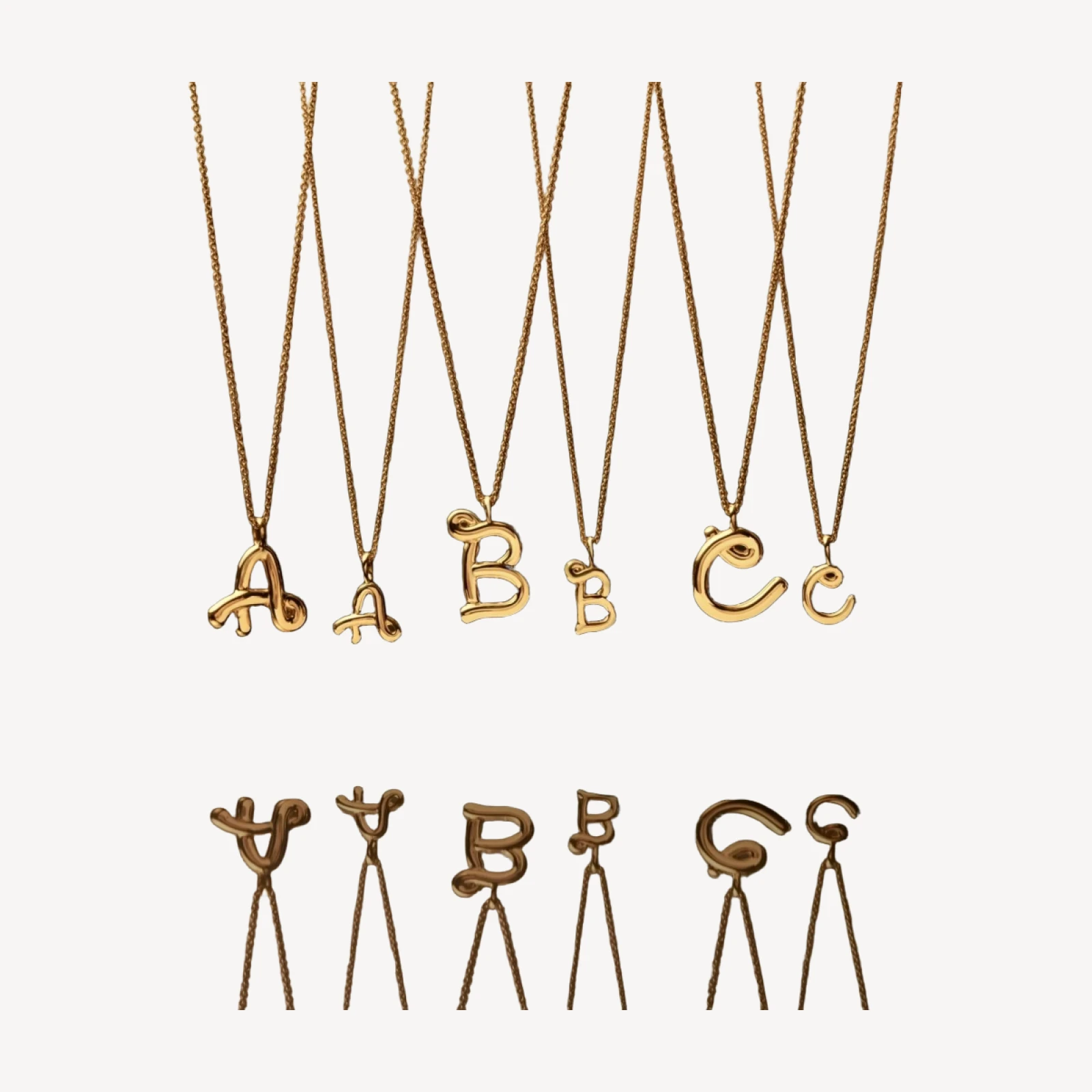 Curly Molten Mini Initial Necklace - B | 18ct Gold Vermeil
