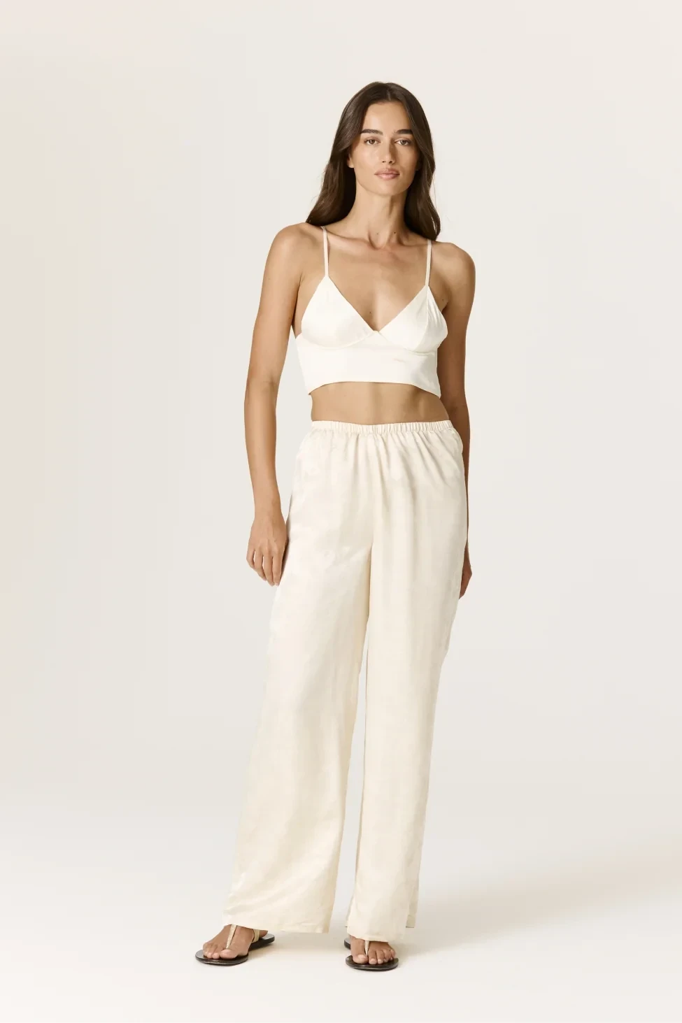 FARRAH FLORAL JACQUARD SILK BLEND PANT - ECRU