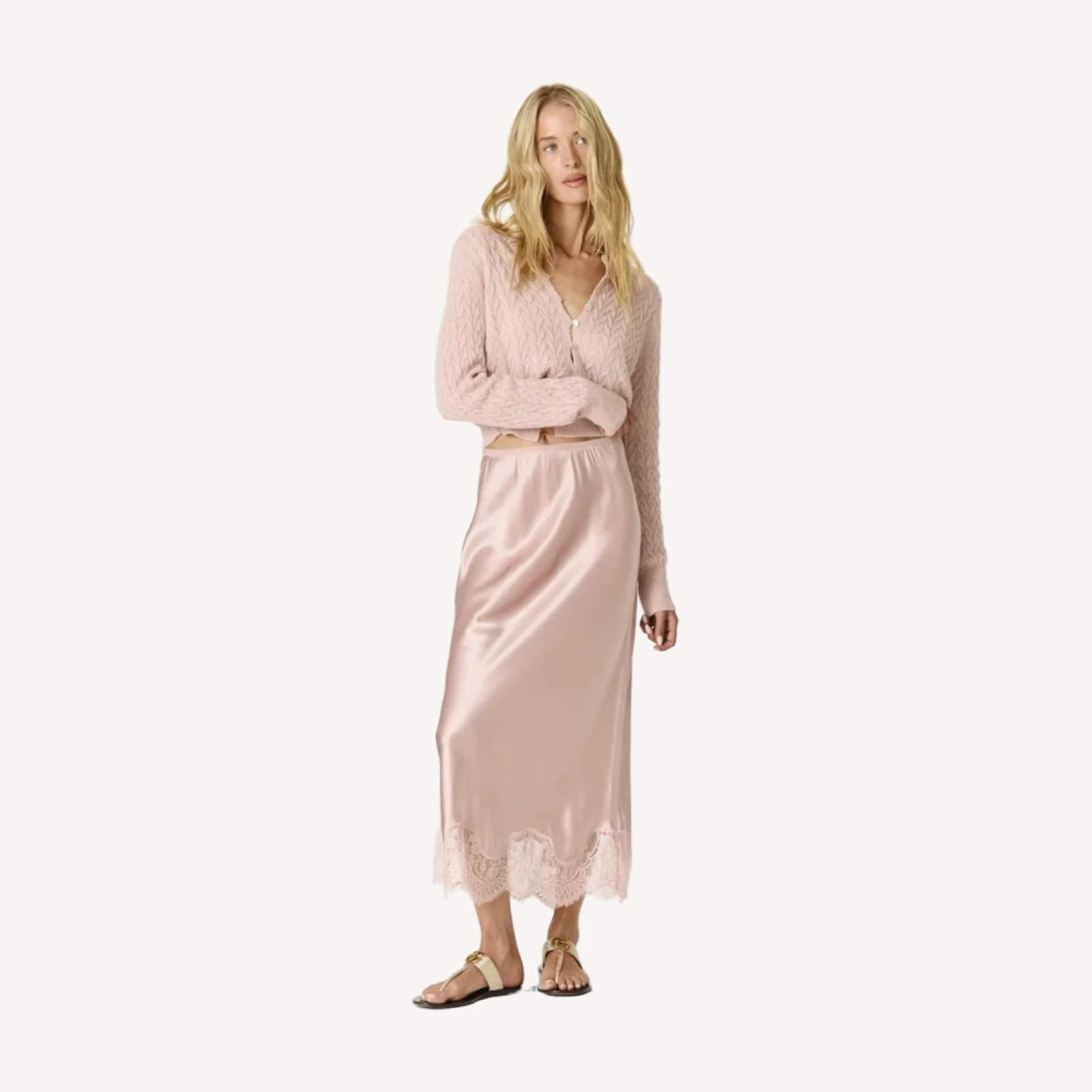 CATHERINE SILK SLIP SKIRT - ROSETTE PINK