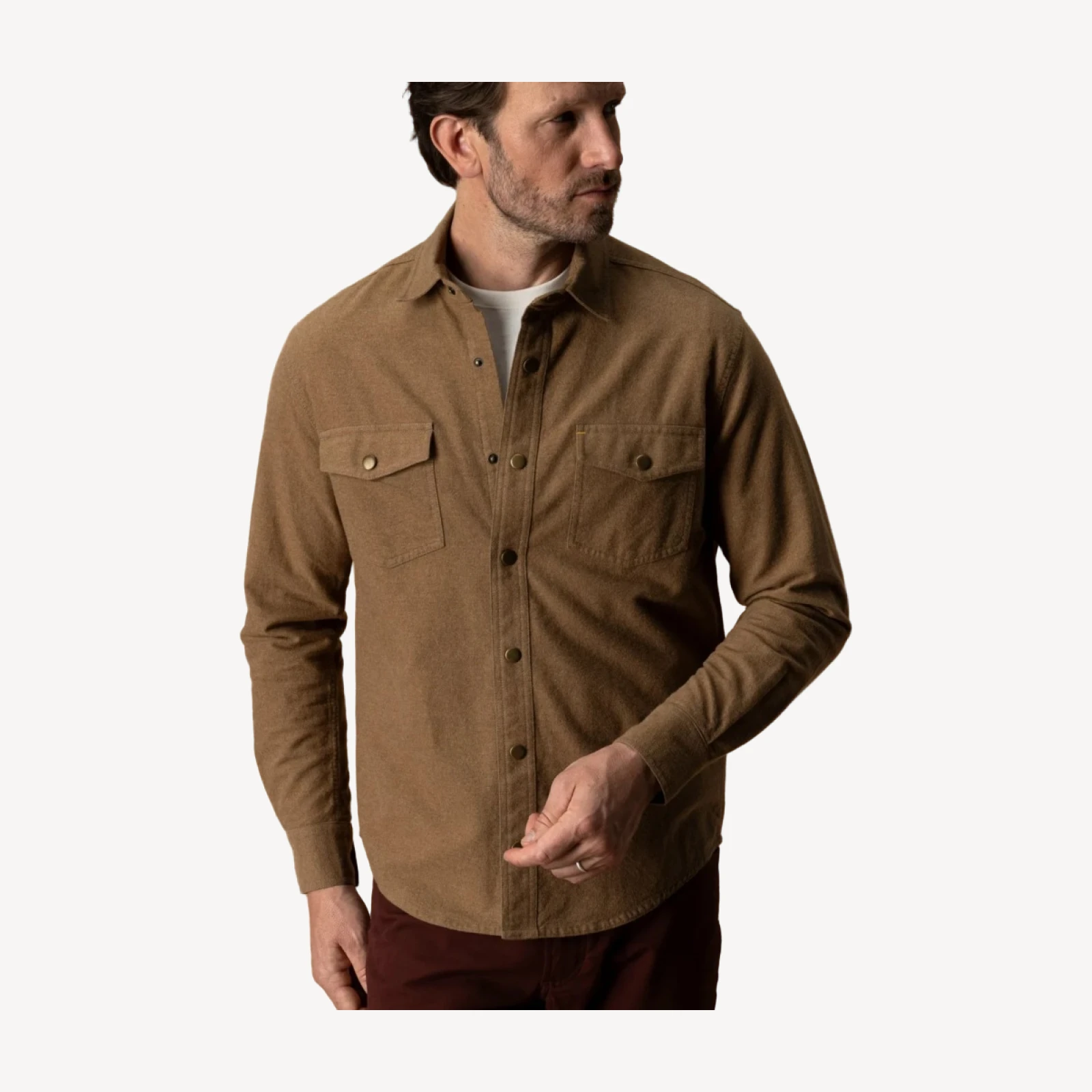 Brushed Canvas Snap Shirt - Pyne Solid - Bronze Brown