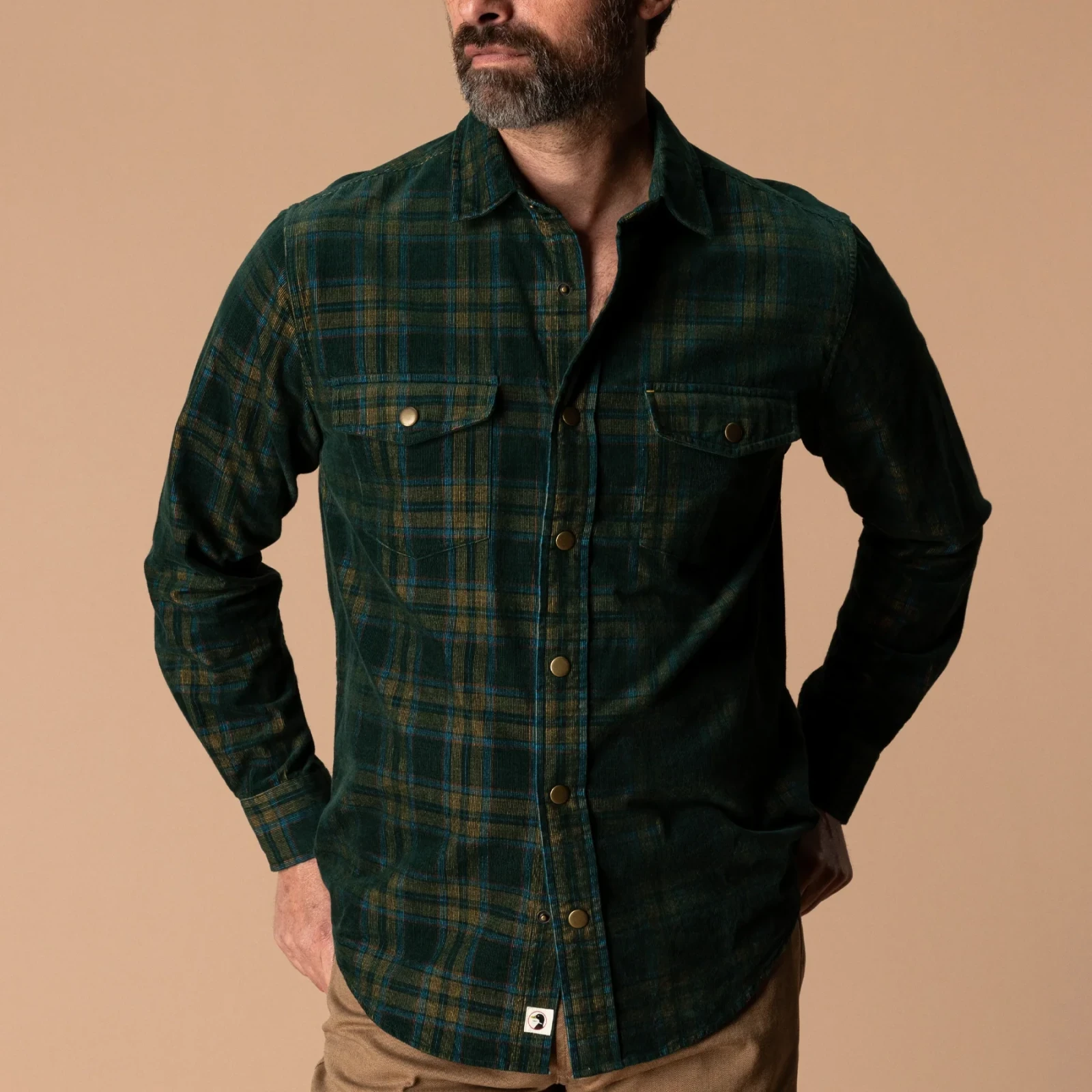 Corduroy Snap Shirt - Timberly Plaid - Pine Grove