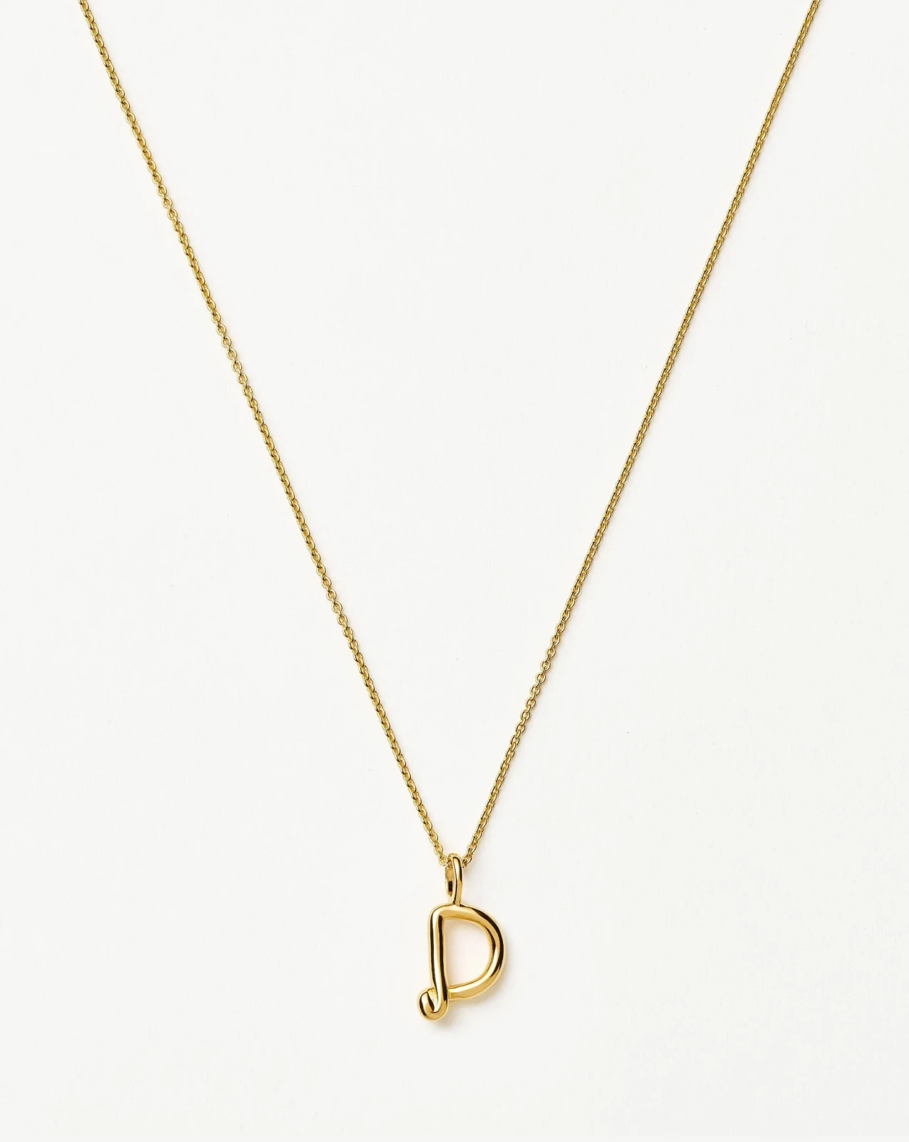 Curly Molten Mini Initial Necklace - D | 18ct Gold Vermeil