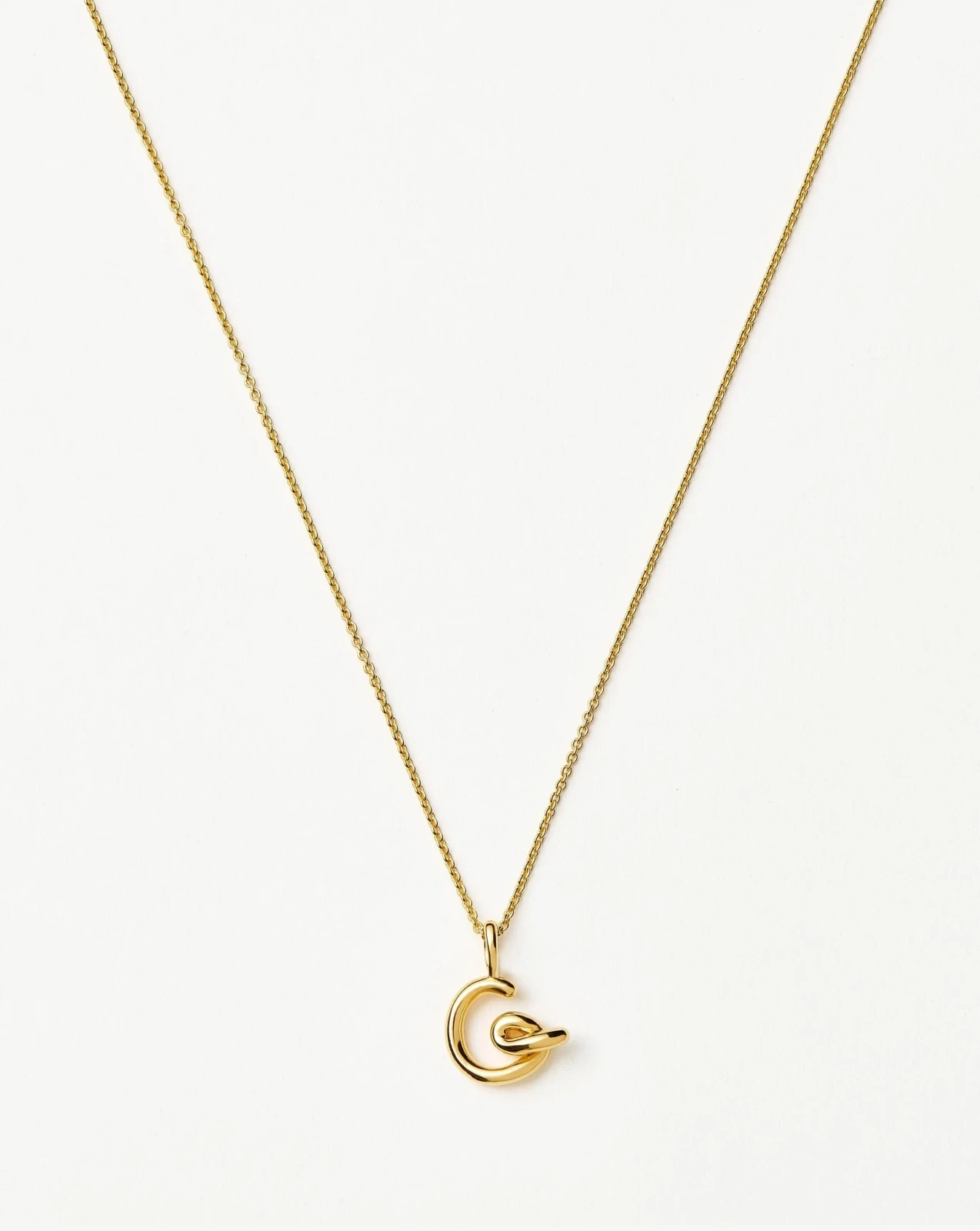 Curly Molten Mini Initial Necklace - G | 18ct Gold Vermeil