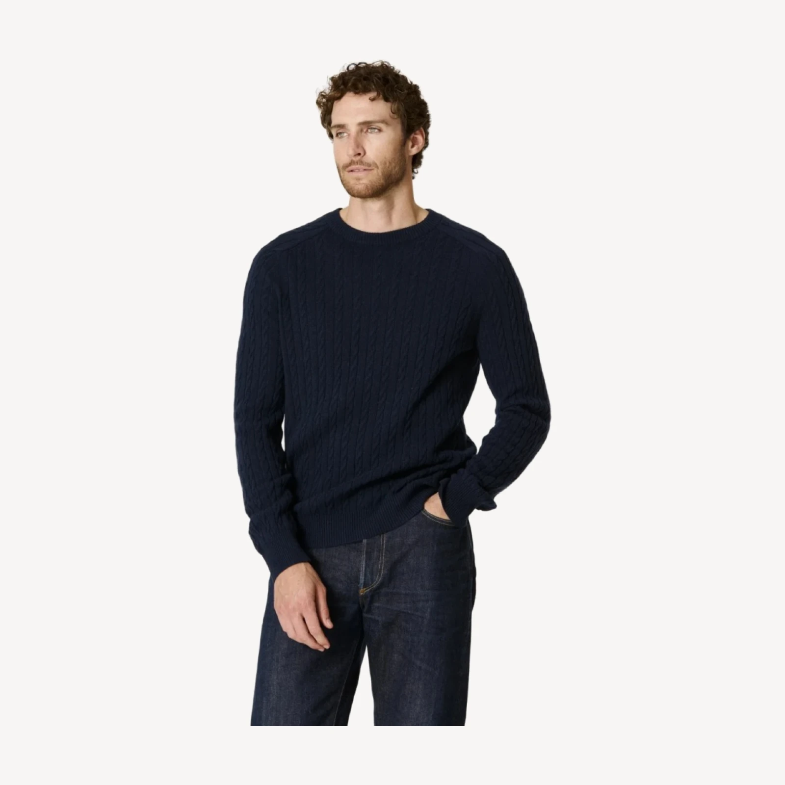 GIROCOLLO IN CASHMERE A TRECCE BRADFORD - BLU MARINO