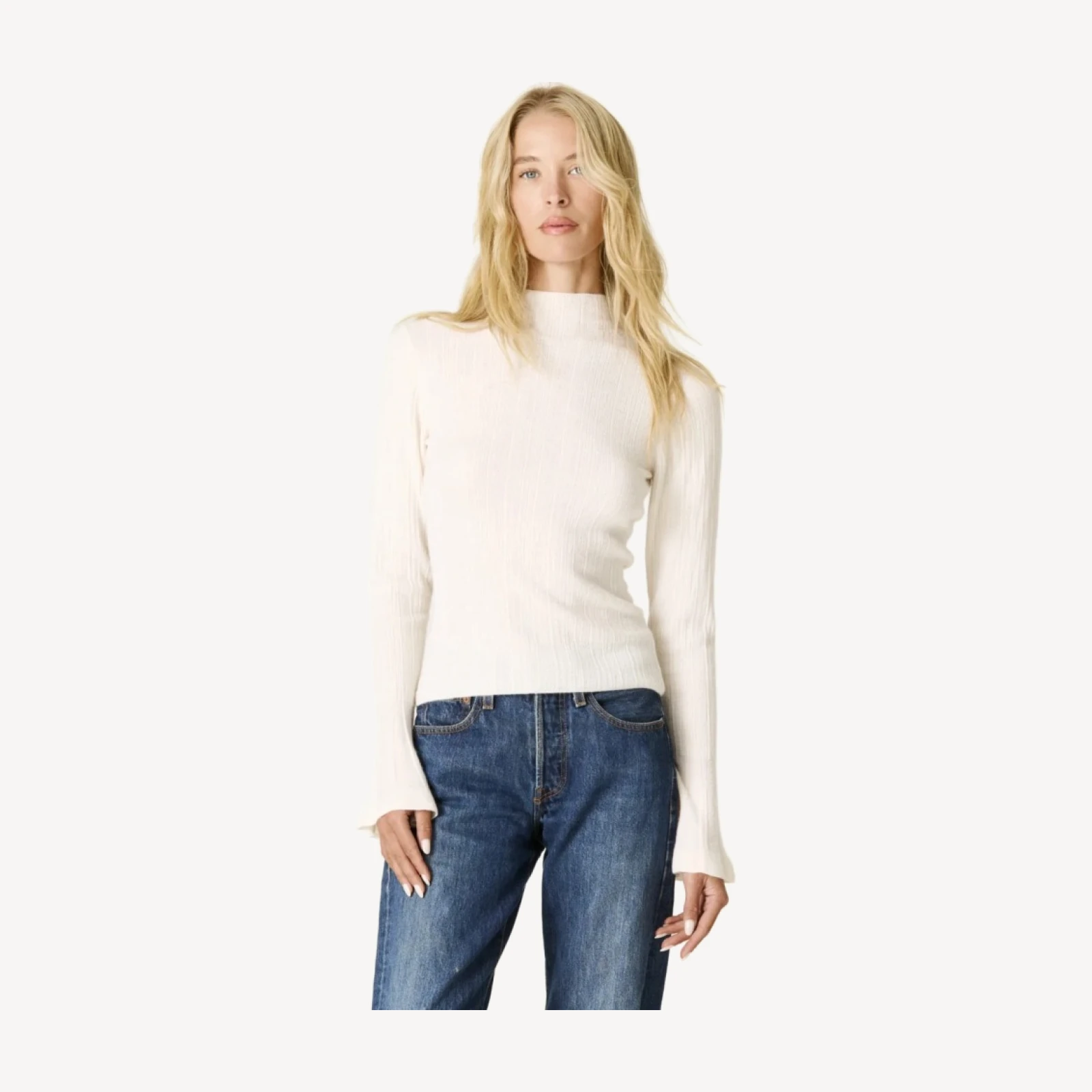 UMA CASHMERE MOCK NECK SWEATER - ECRU