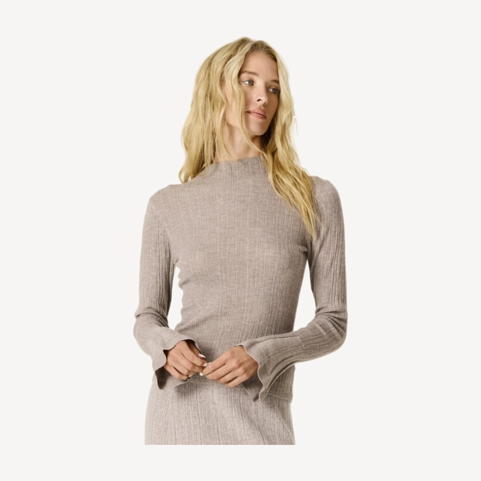UMA CASHMERE MOCK NECK SWEATER - SMOKEY QUARTZ