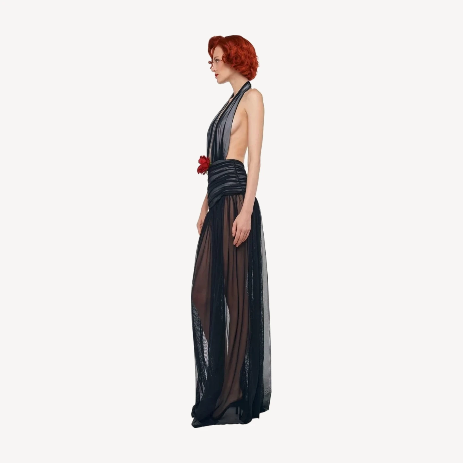 HALTER SHIRRED GOWN