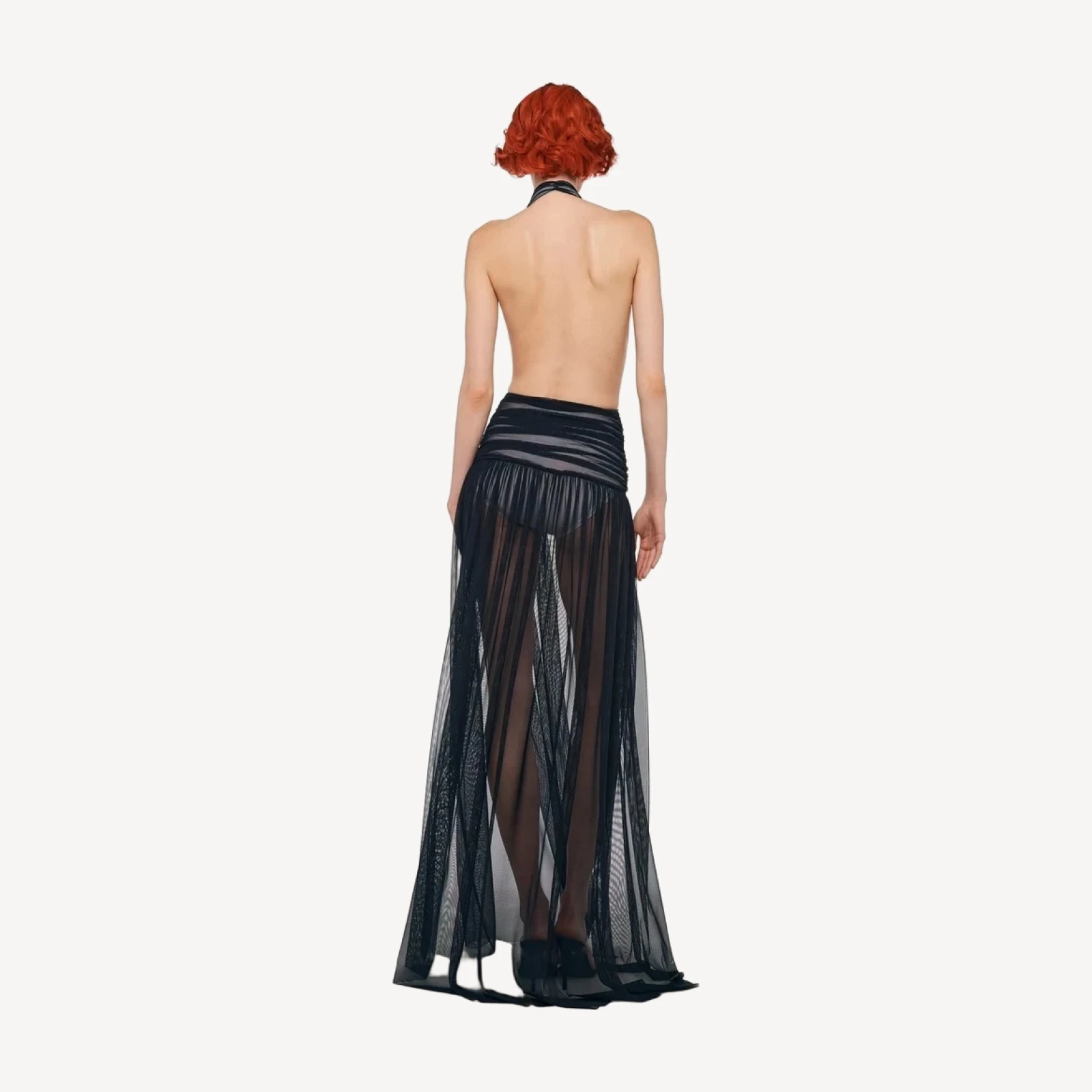 HALTER SHIRRED GOWN