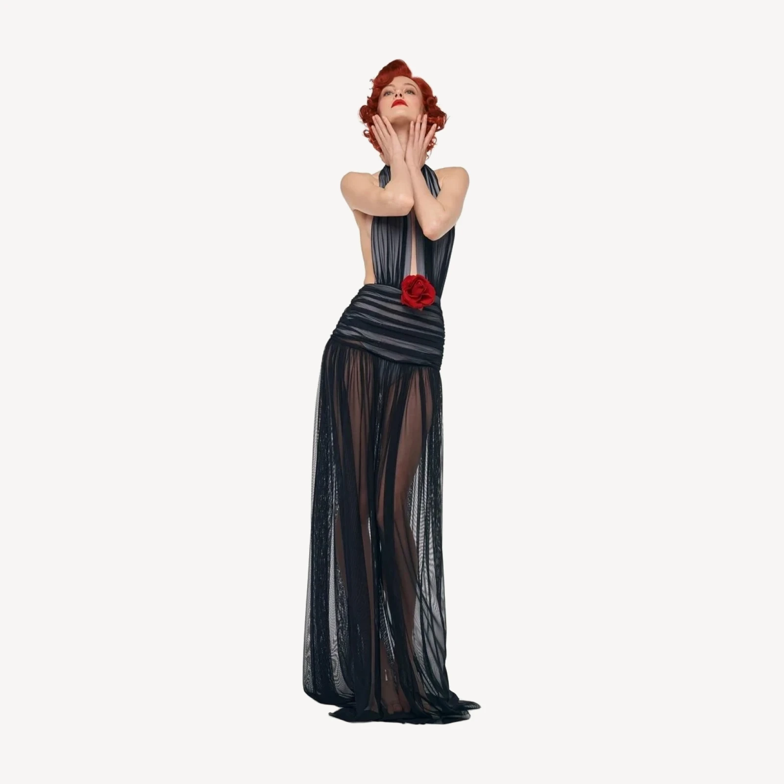 HALTER SHIRRED GOWN