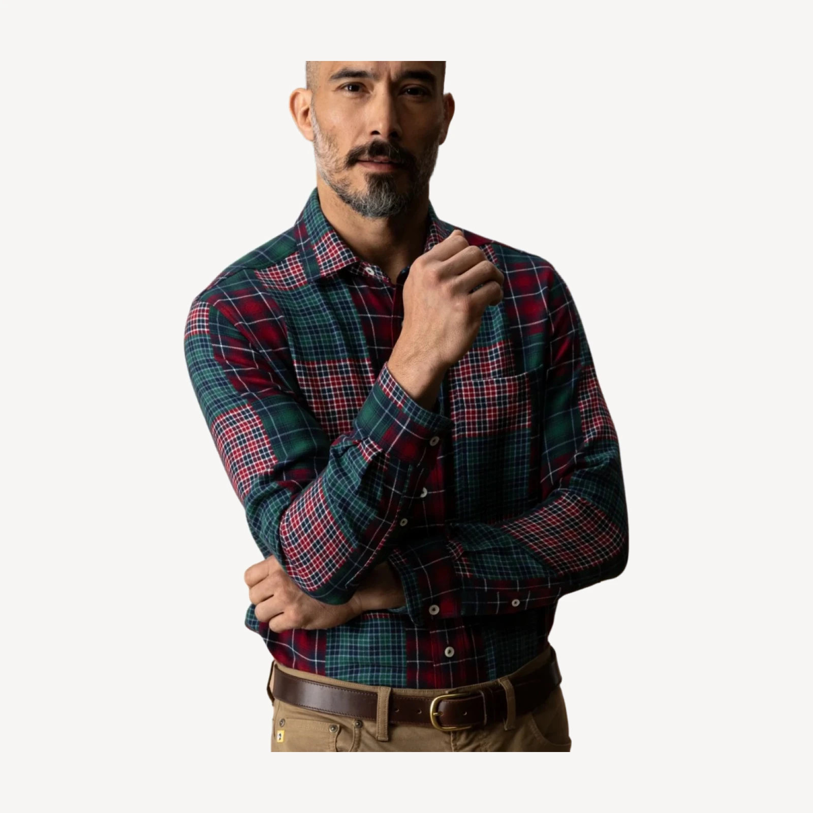 Cotton Flannel Sport Shirt - Pierre Patchwork - Multi