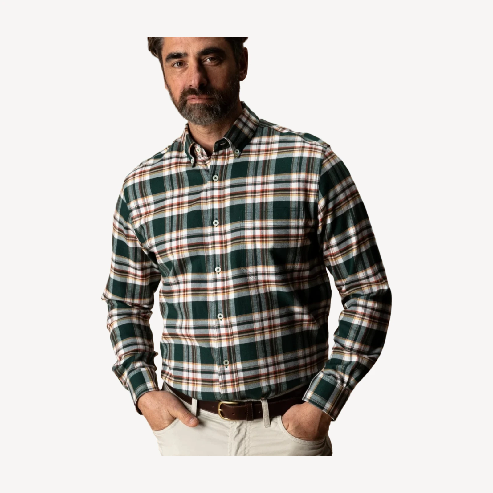 Cotton Flannel Sport Shirt - Pinewell Plaid - Pine Grove