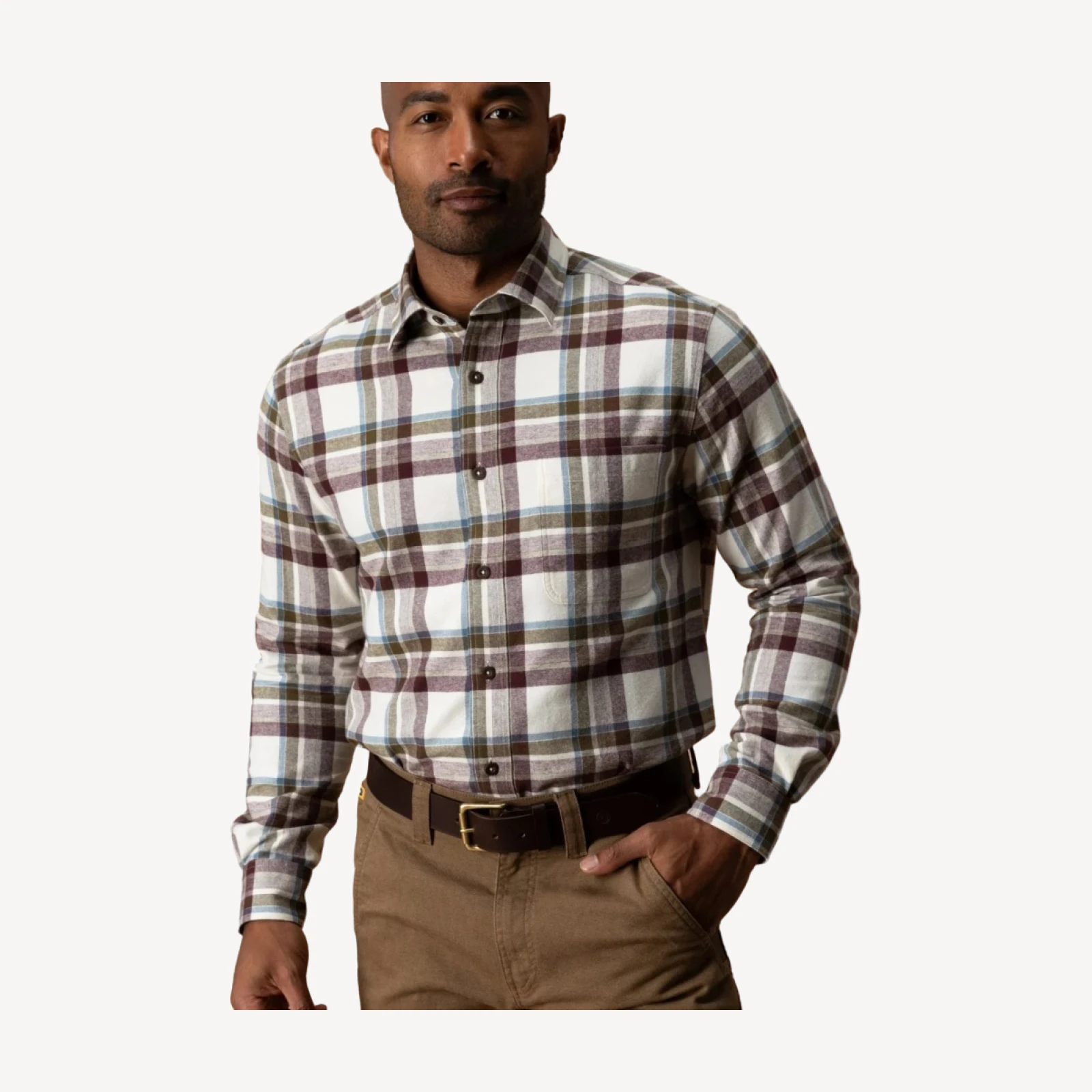 Cotton Flannel Sport Shirt - Roane Plaid - Huckleberry