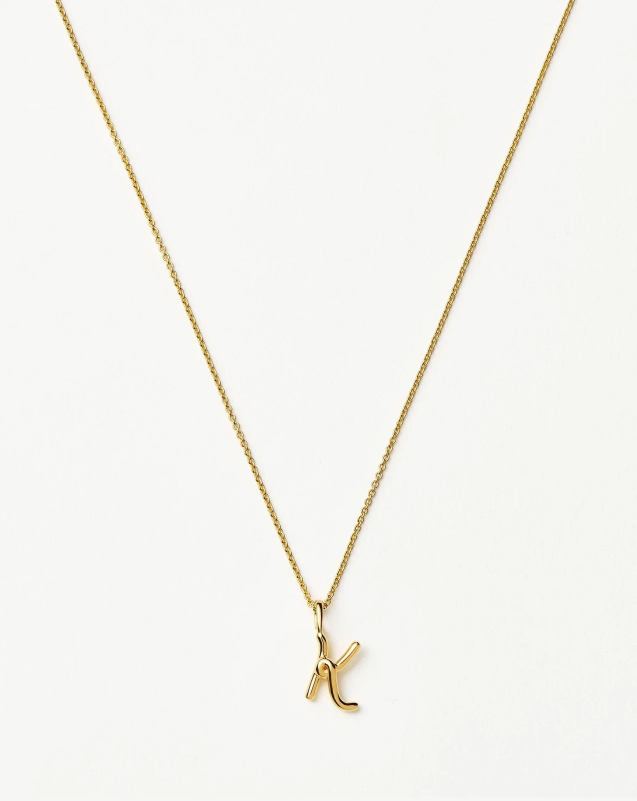 Curly Molten Mini Initial Necklace - K | 18ct Gold Vermeil