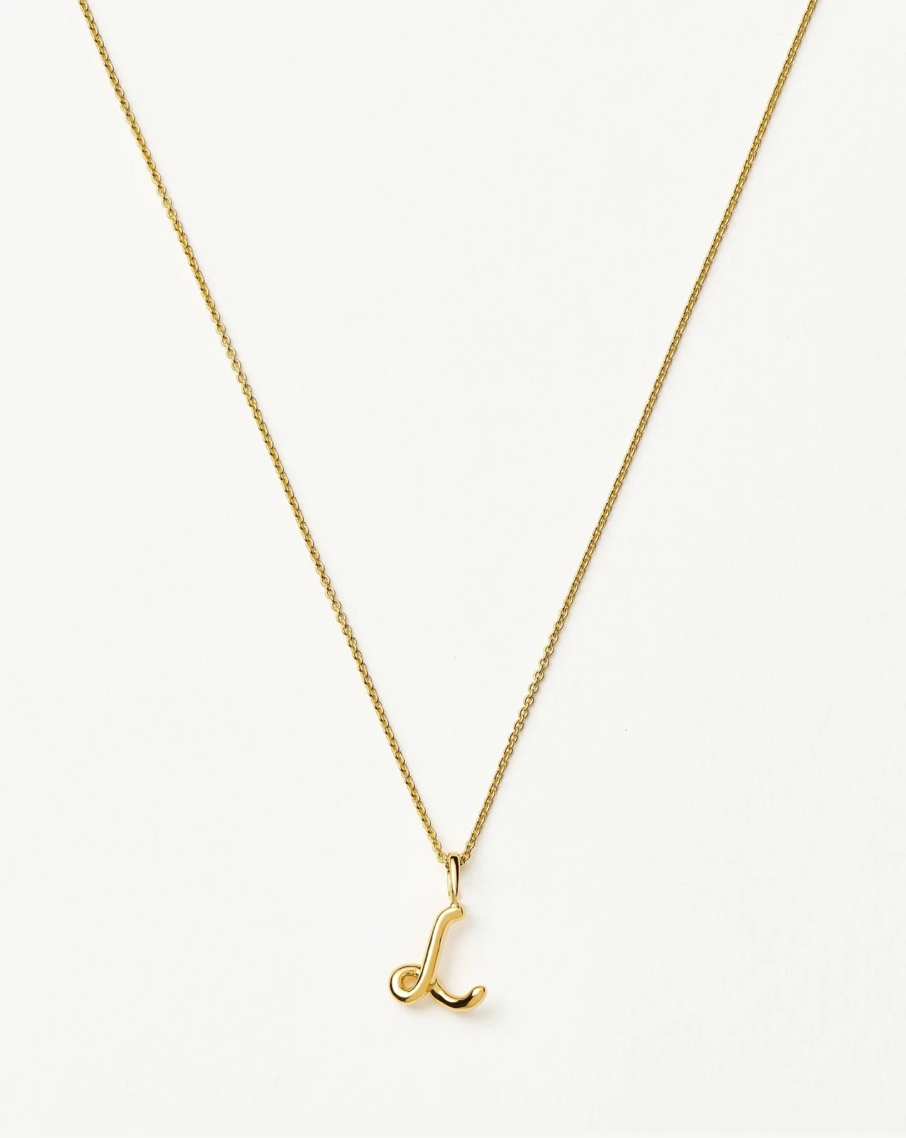 Curly Molten Mini Initial Necklace - L | 18ct Gold Vermeil