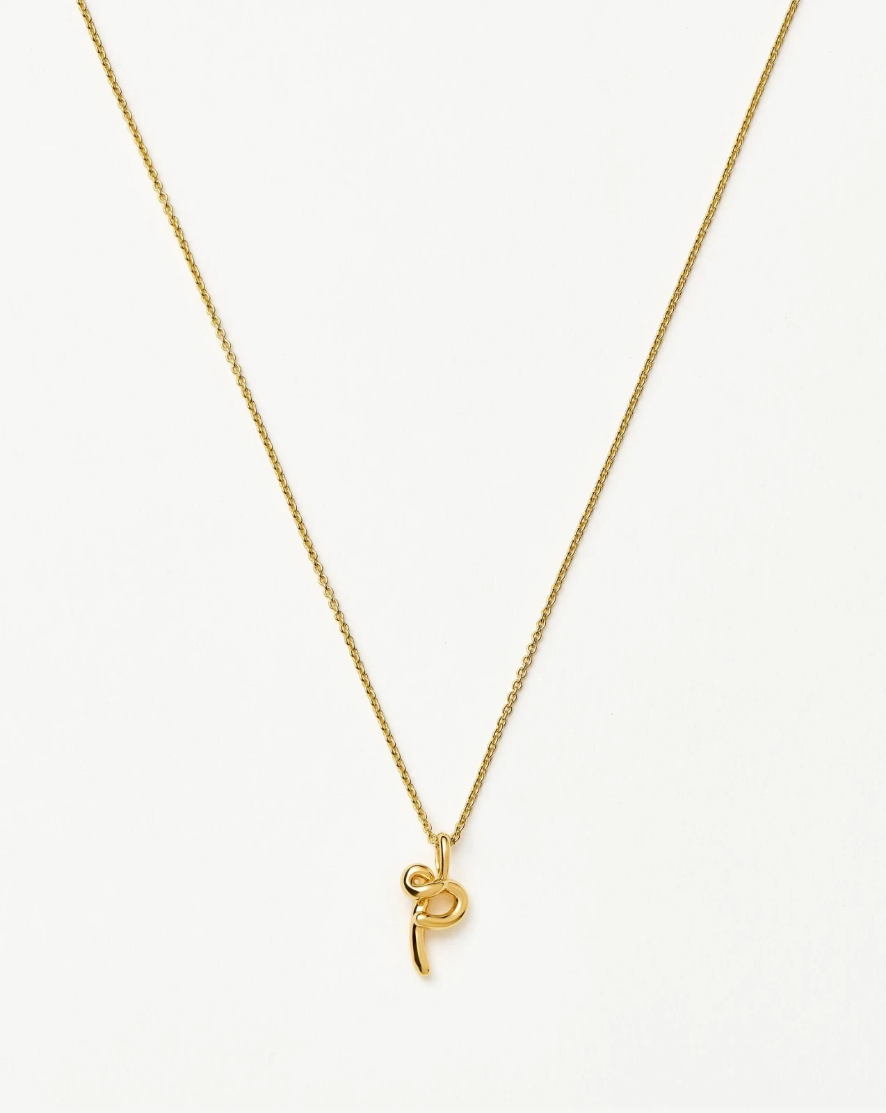 Curly Molten Mini Initial Necklace - P | 18ct Gold Vermeil