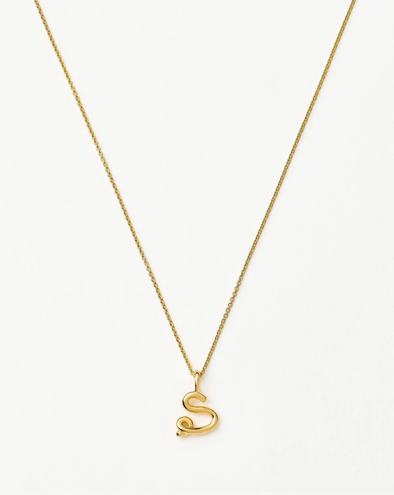 Curly Molten Mini Initial Necklace - S | 18ct Gold Vermeil
