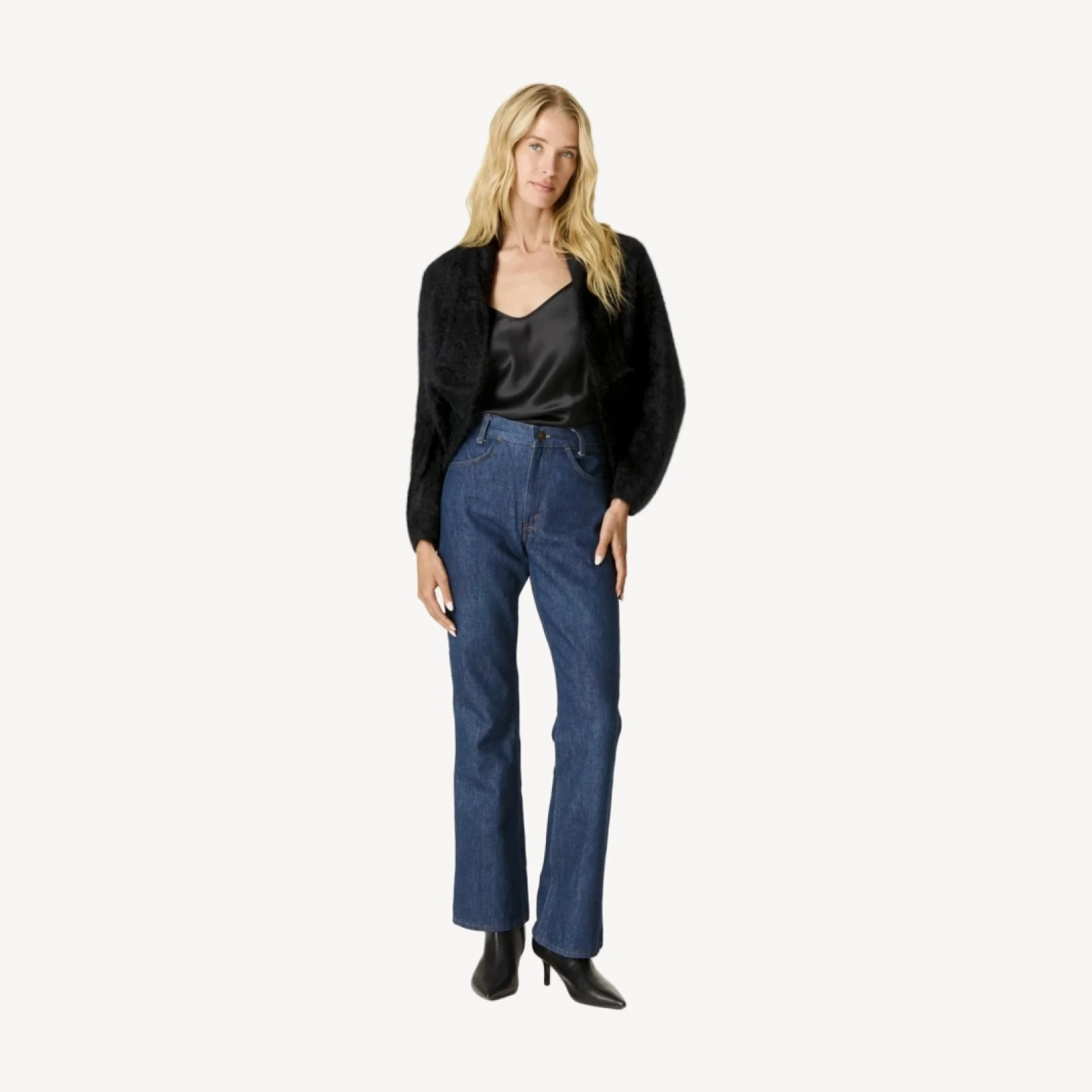 ROSALIND BRUSHED CASHMERE SHRUG - BLACK