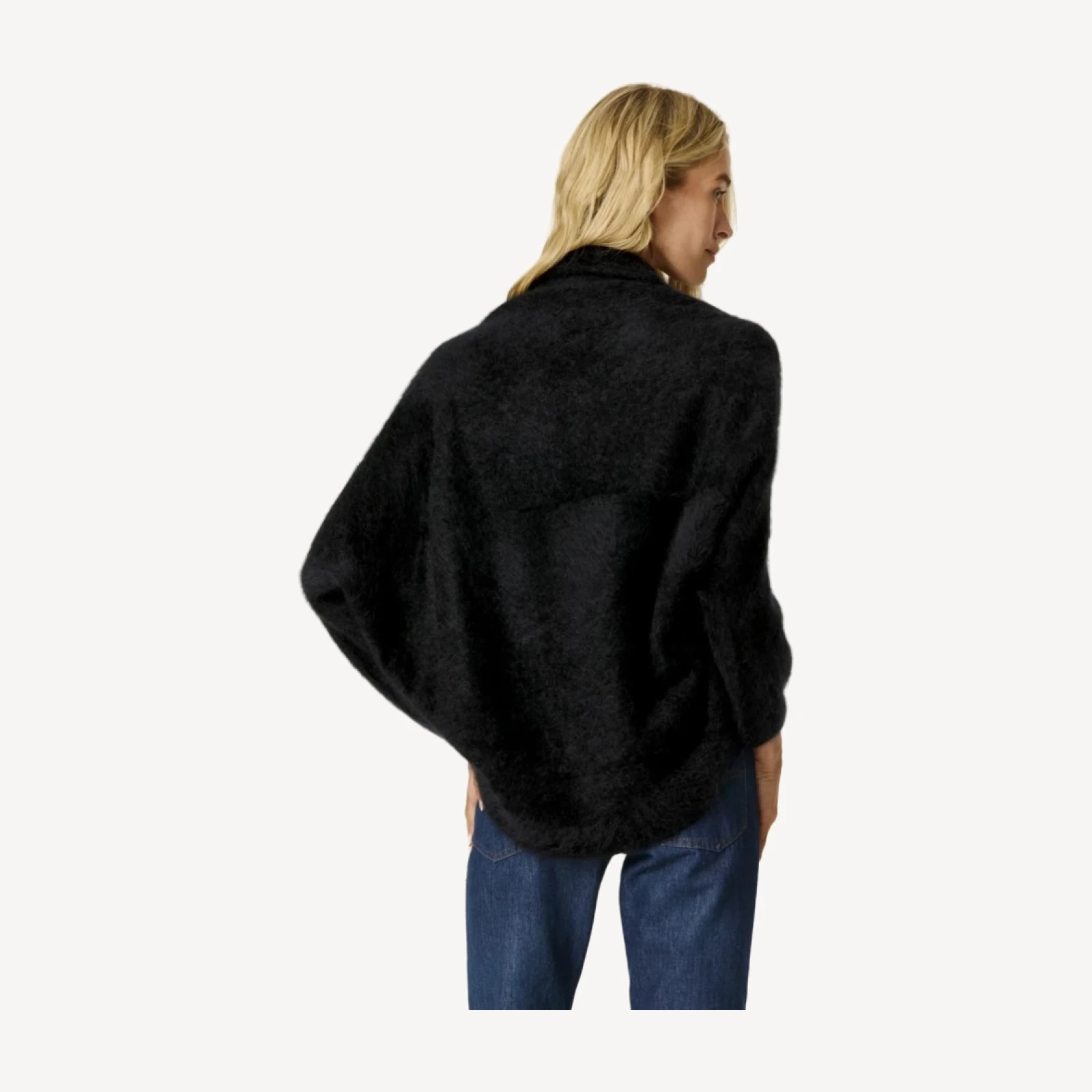 ROSALIND BRUSHED CASHMERE SHRUG - BLACK