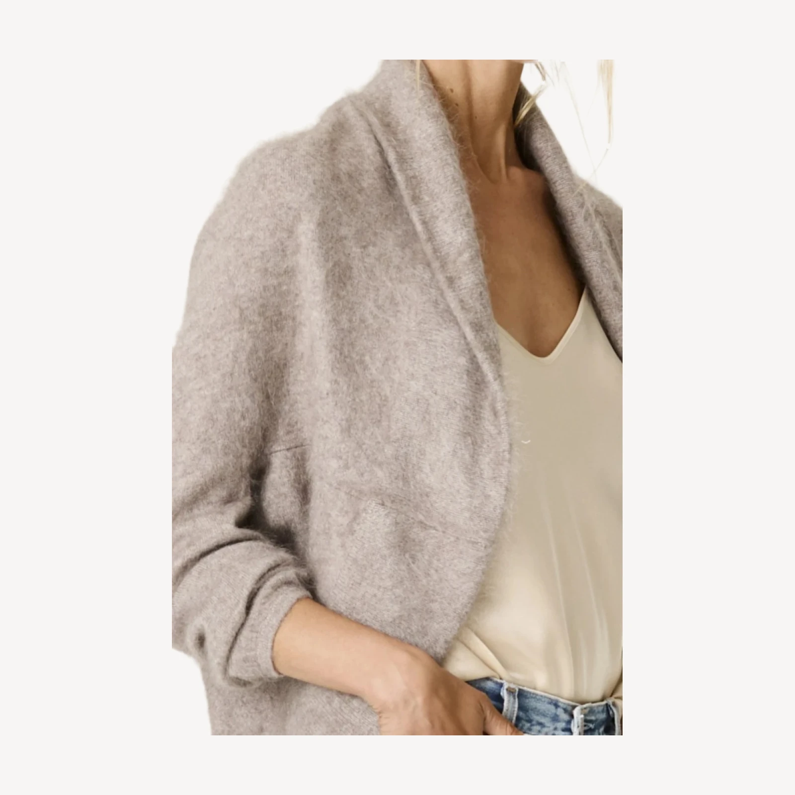 ROSALIND BRUSHED CASHMERE SHRUG - SMOKEY QUARTZ