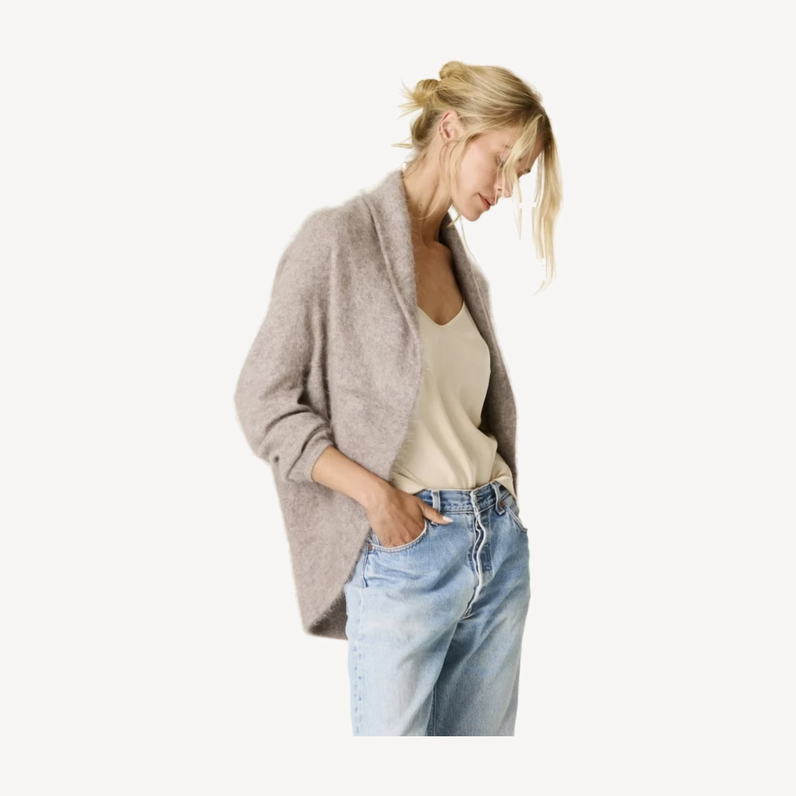 ROSALIND BRUSHED CASHMERE SHRUG - SMOKEY QUARTZ