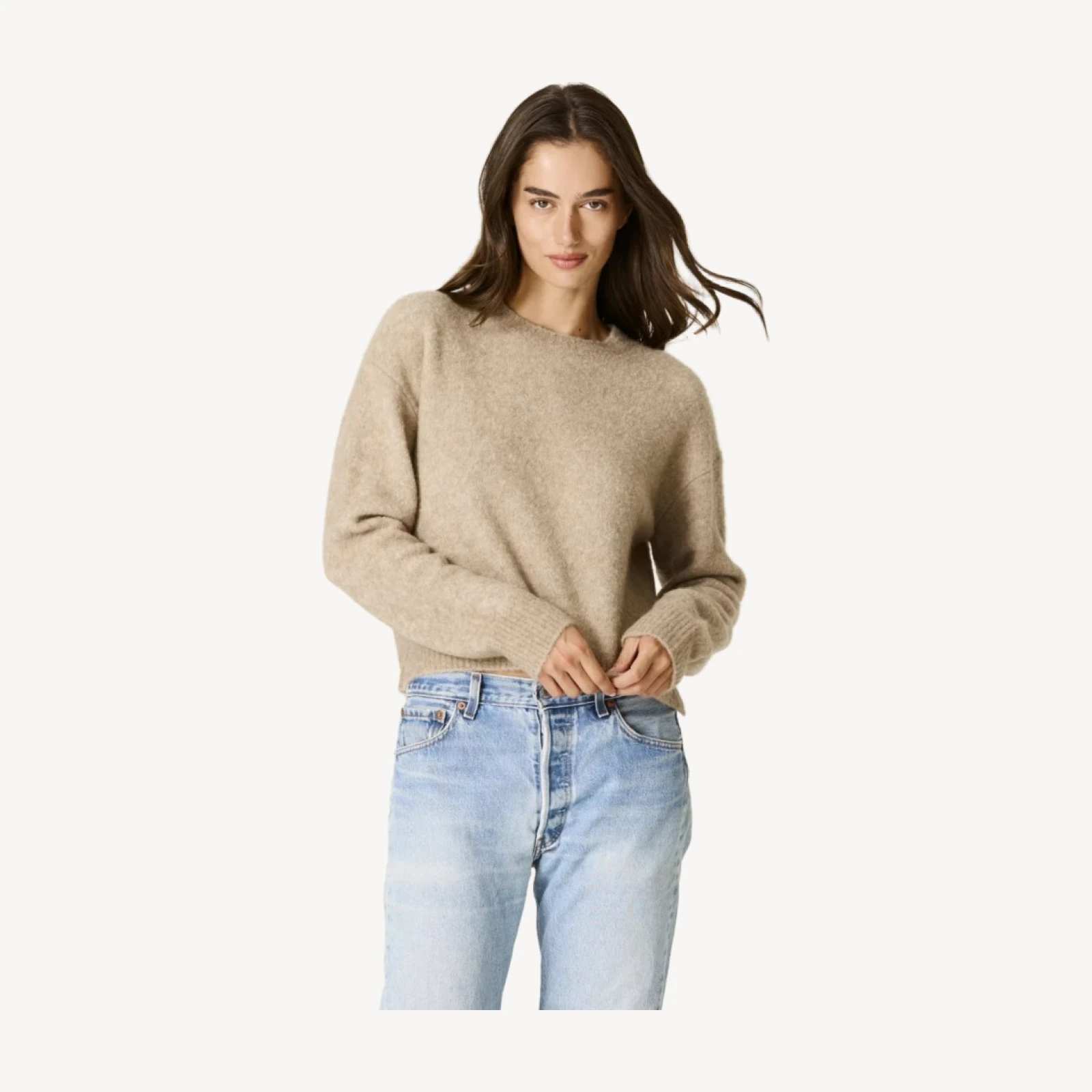 SELENE BOUCLE CROPPED SWEATER - CHINCHILLA