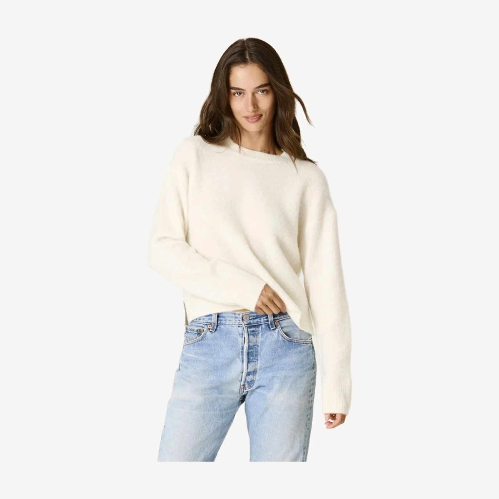 SELENE BOUCLE CROPPED SWEATER - IVORY