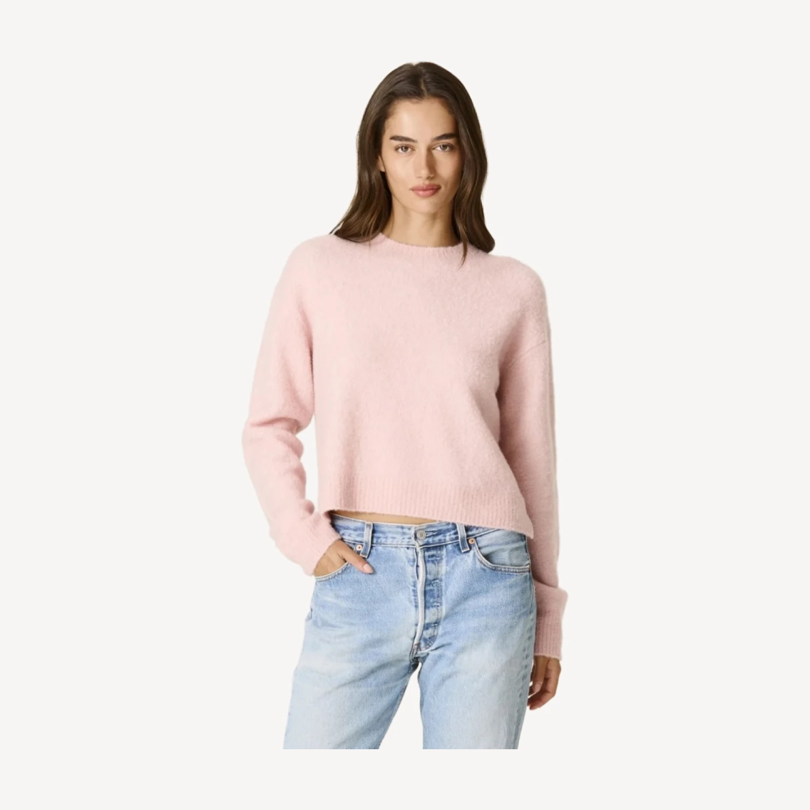 SELENE BOUCLE CROPPED SWEATER - SHELL