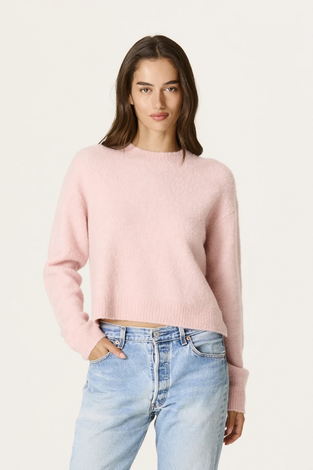 SELENE BOUCLE CROPPED SWEATER - SHELL