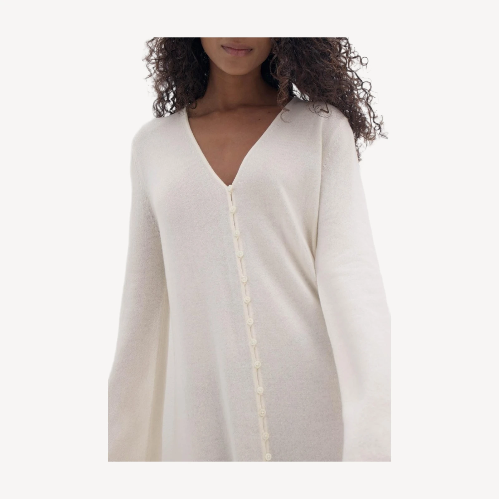 ELOISE CAFTANO IN CASHMERE CON BOTTONI SUL DAVANTI - ECRÙ