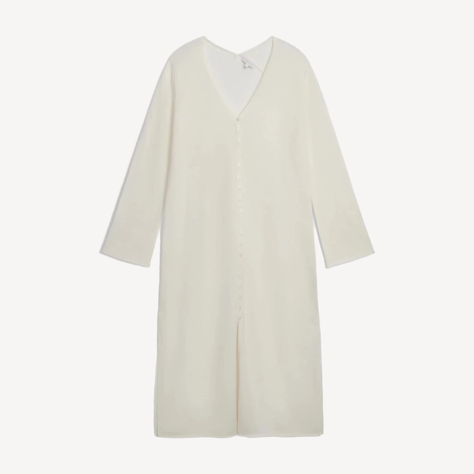 ELOISE CAFTANO IN CASHMERE CON BOTTONI SUL DAVANTI - ECRÙ