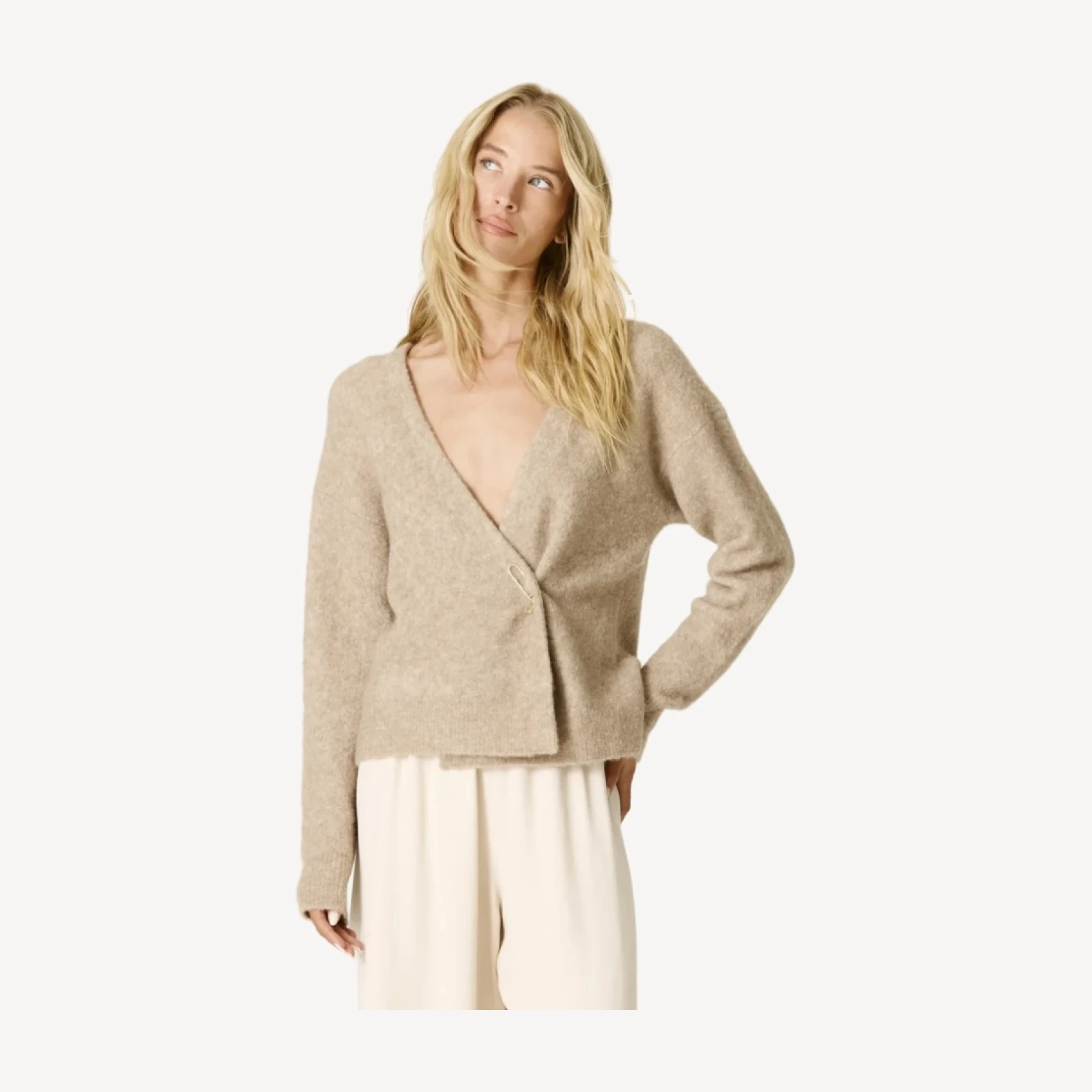 WINONA BOUCLE WRAP CARDIGAN - CHINCHILLA