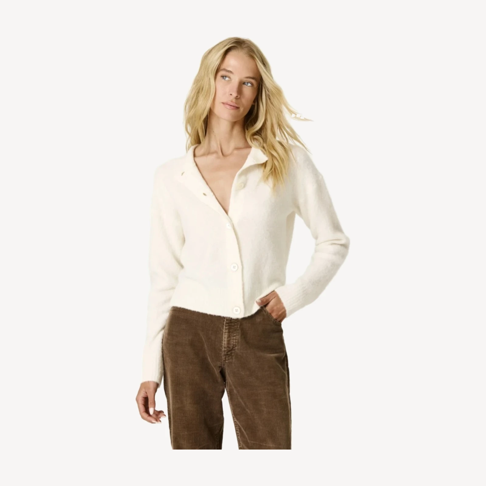 AURORA BOUCLE CARDIGAN - IVORY