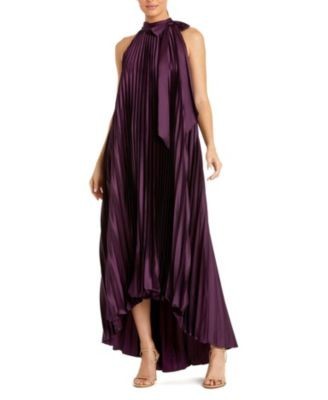 Mac Duggal Pleated Halter Neck High Low Gown