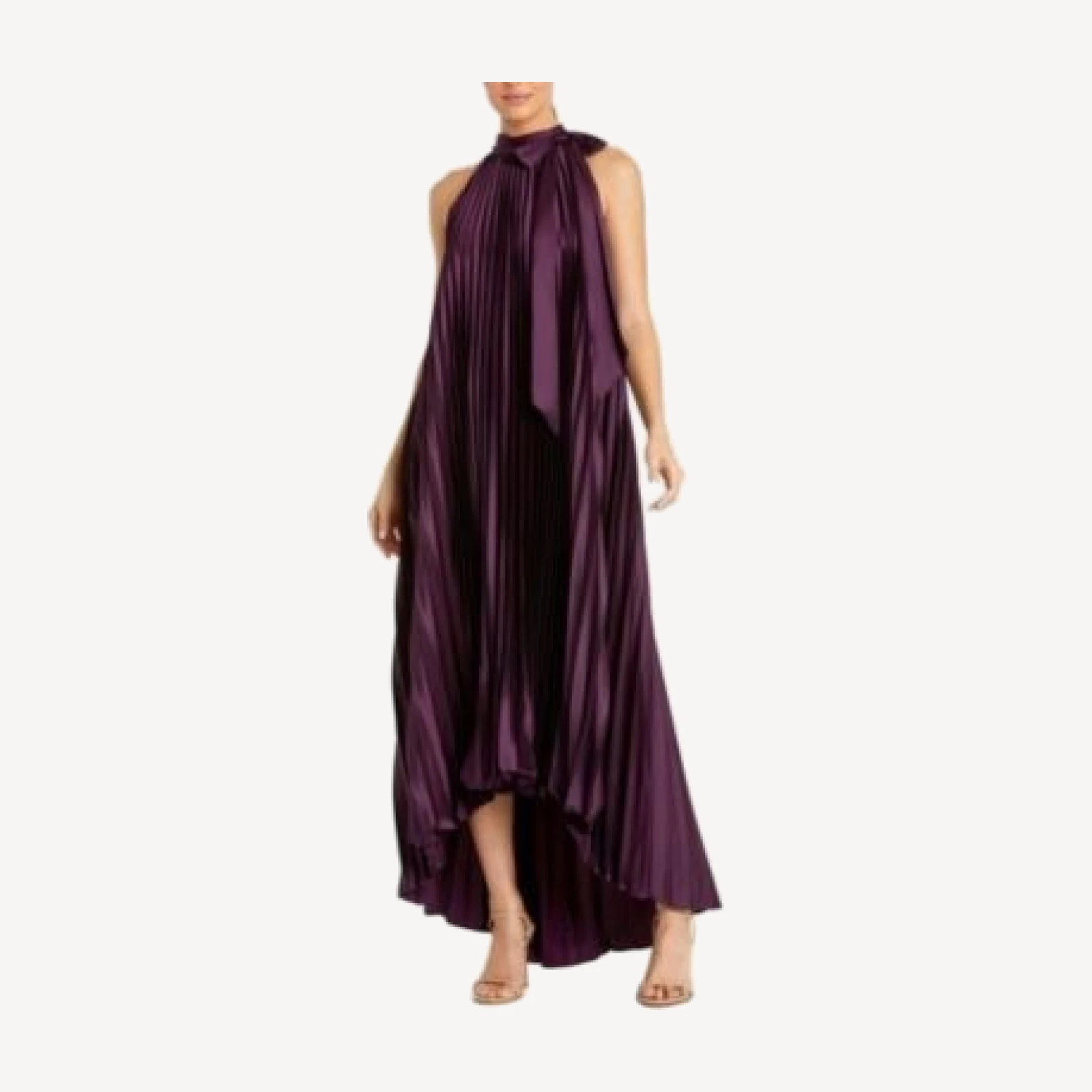 Mac Duggal Pleated Halter Neck High Low Gown