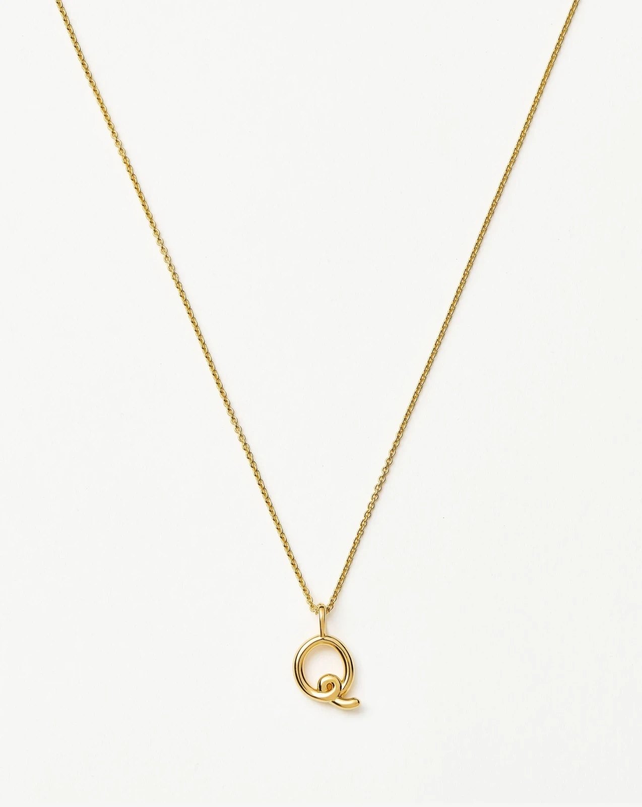 Curly Molten Mini Initial Necklace - Q | 18ct Gold Vermeil