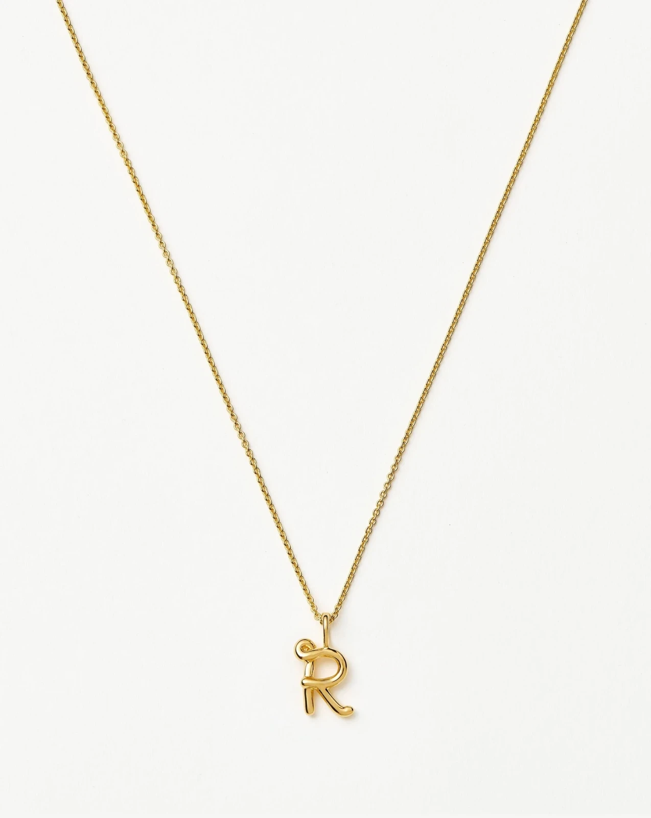 Curly Molten Mini Initial Necklace - R | 18ct Gold Vermeil