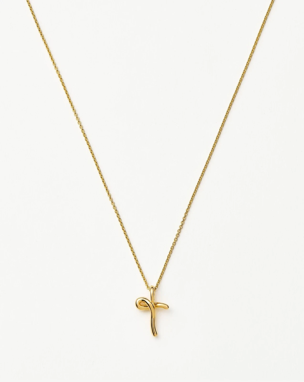 Curly Molten Mini Initial Necklace - T | 18ct Gold Vermeil
